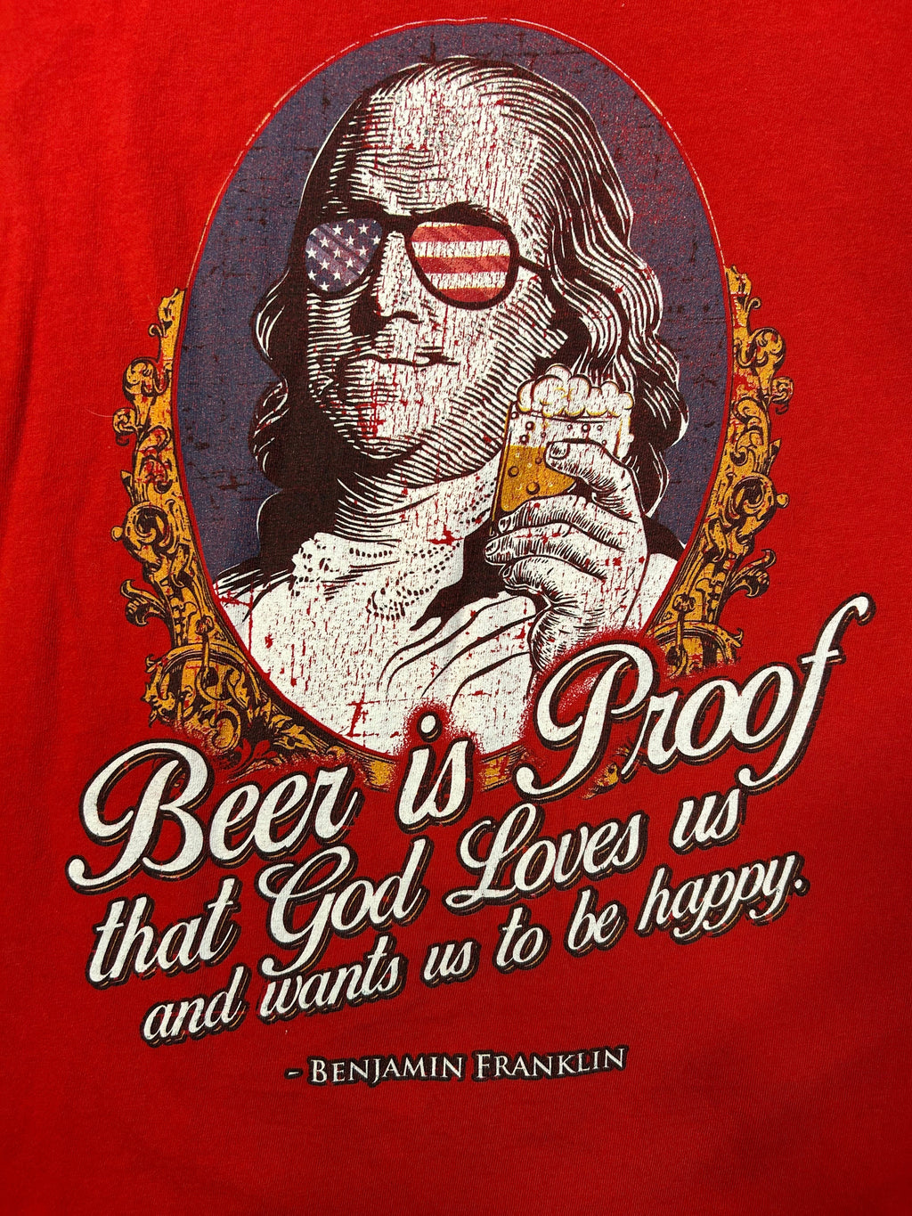 Y2K Benjamin Franklin Beer Is Proof Tee