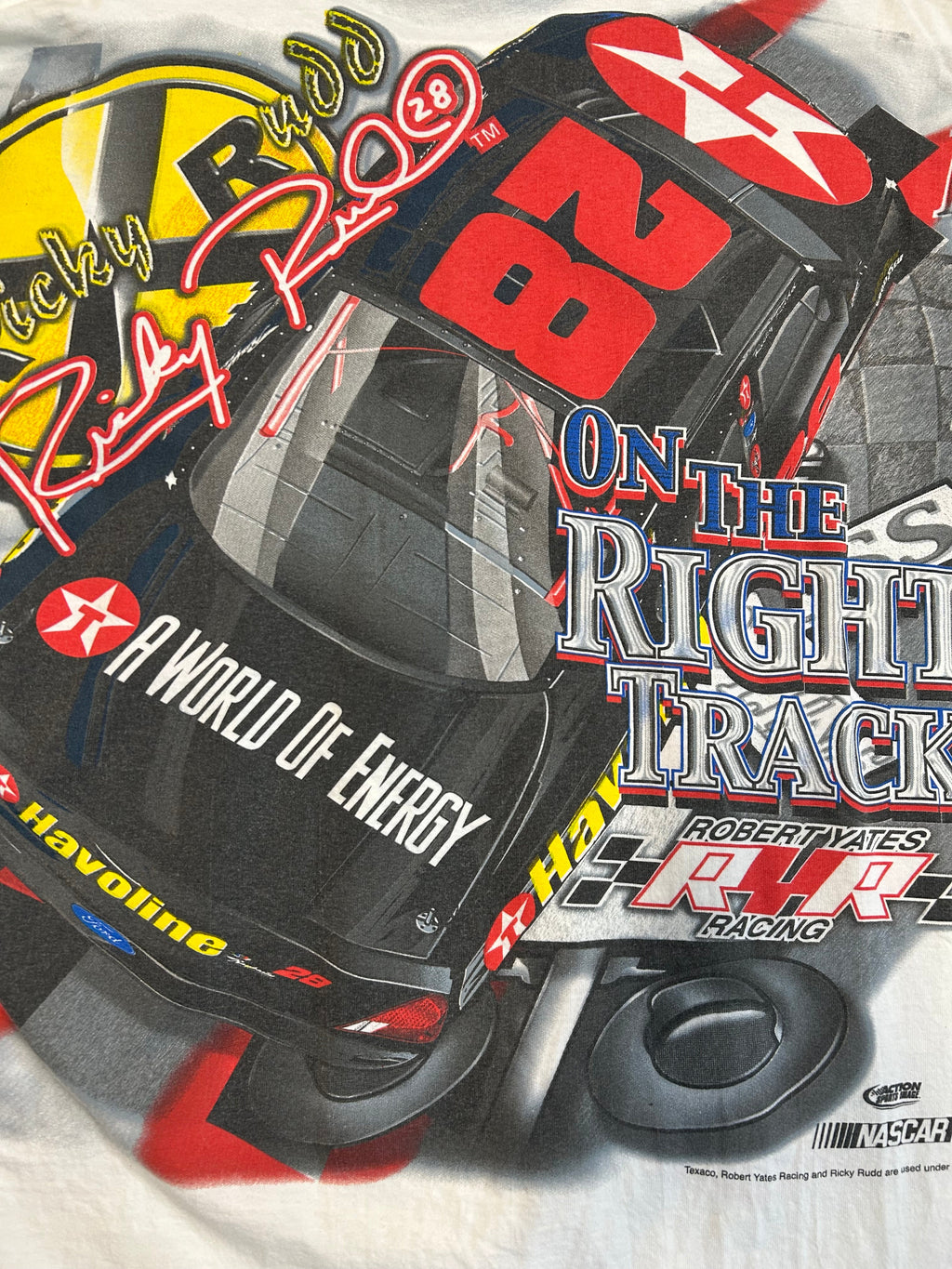 Vintage 2001 Ricky Rudd #28 NASCAR AOP Tee