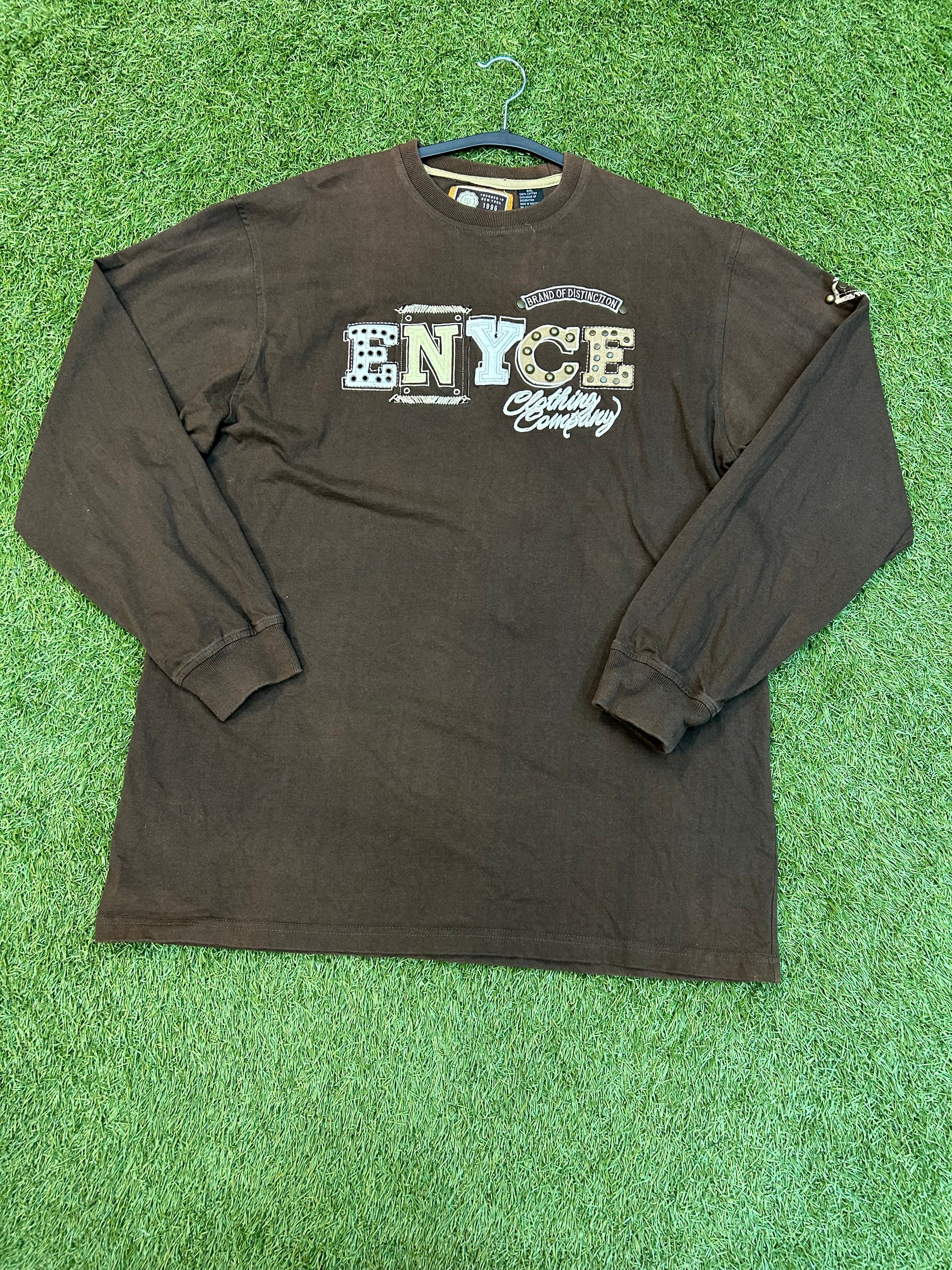 Vintage ENYCE Brown Long Sleeve Embroidered Tee