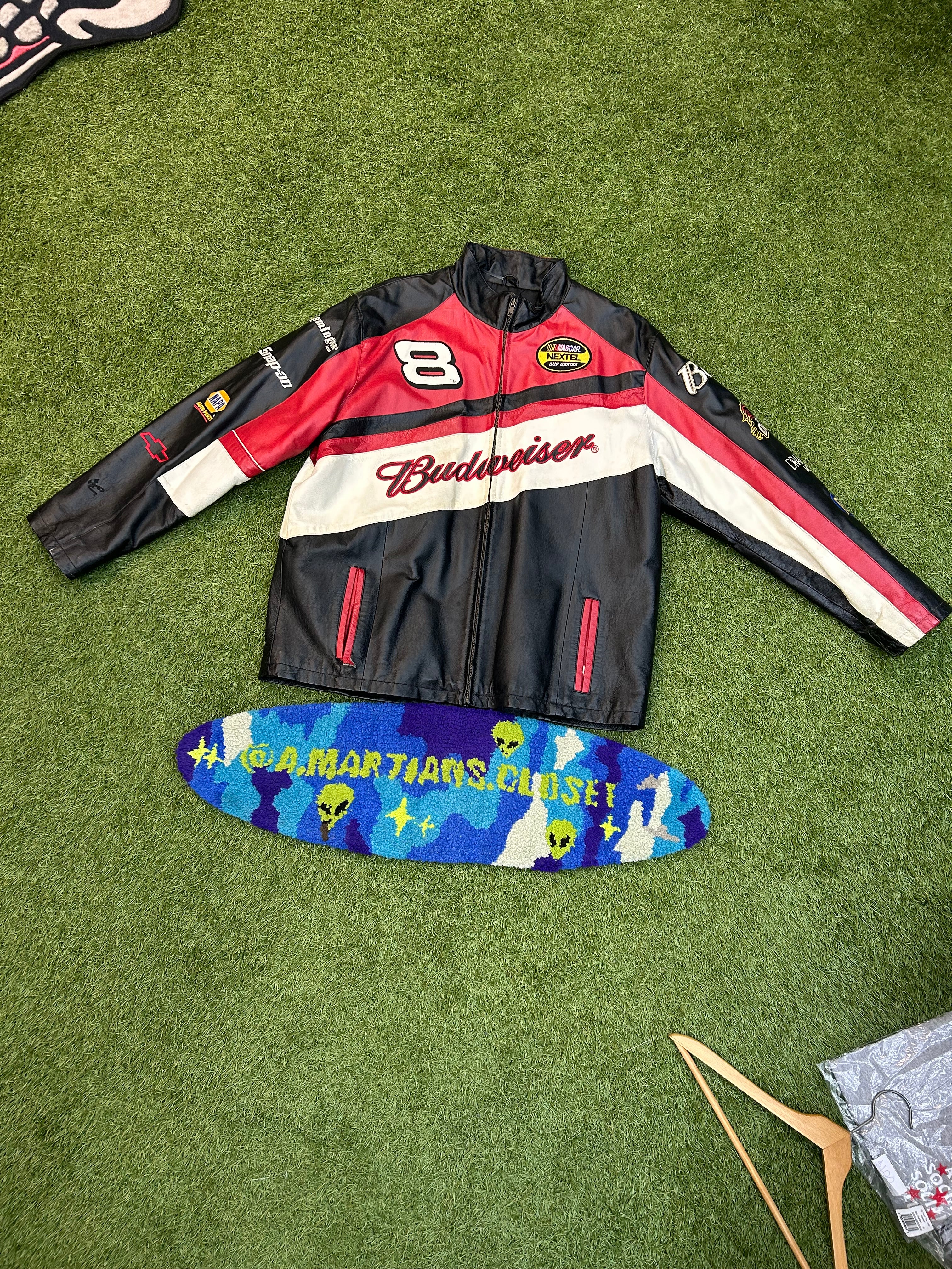 Vintage Dale Earnhardt Jr #8 Budweiser NASCAR Leather Jacket