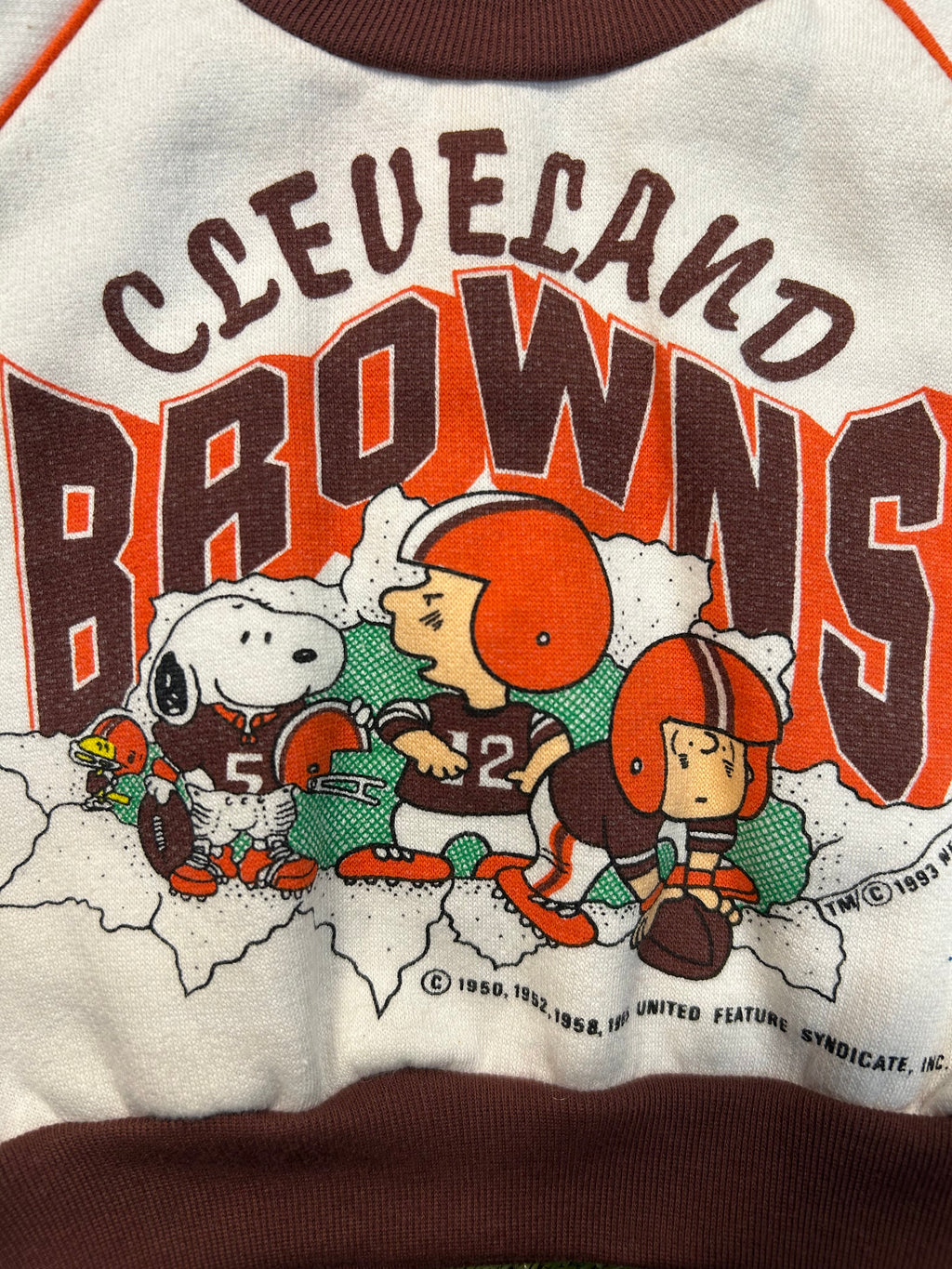 Vintage 1993 Peanuts And Snoopy Cleveland Browns Crewneck W/Matching Bottoms Kids Set