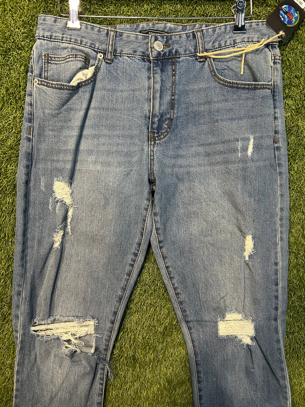 Forever 21 Ripped Knee Fitted Jeans