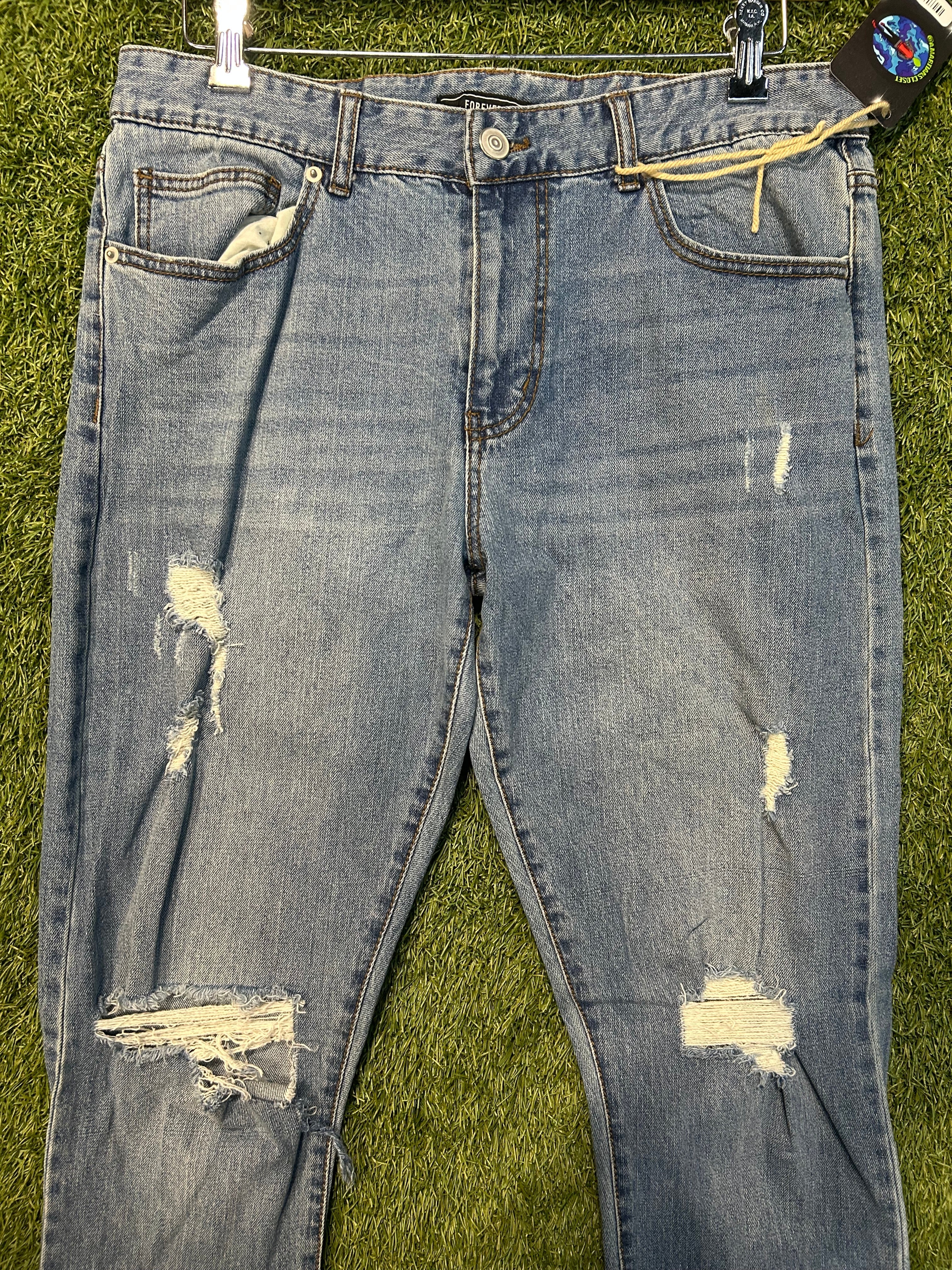 Forever 21 Ripped Knee Fitted Jeans