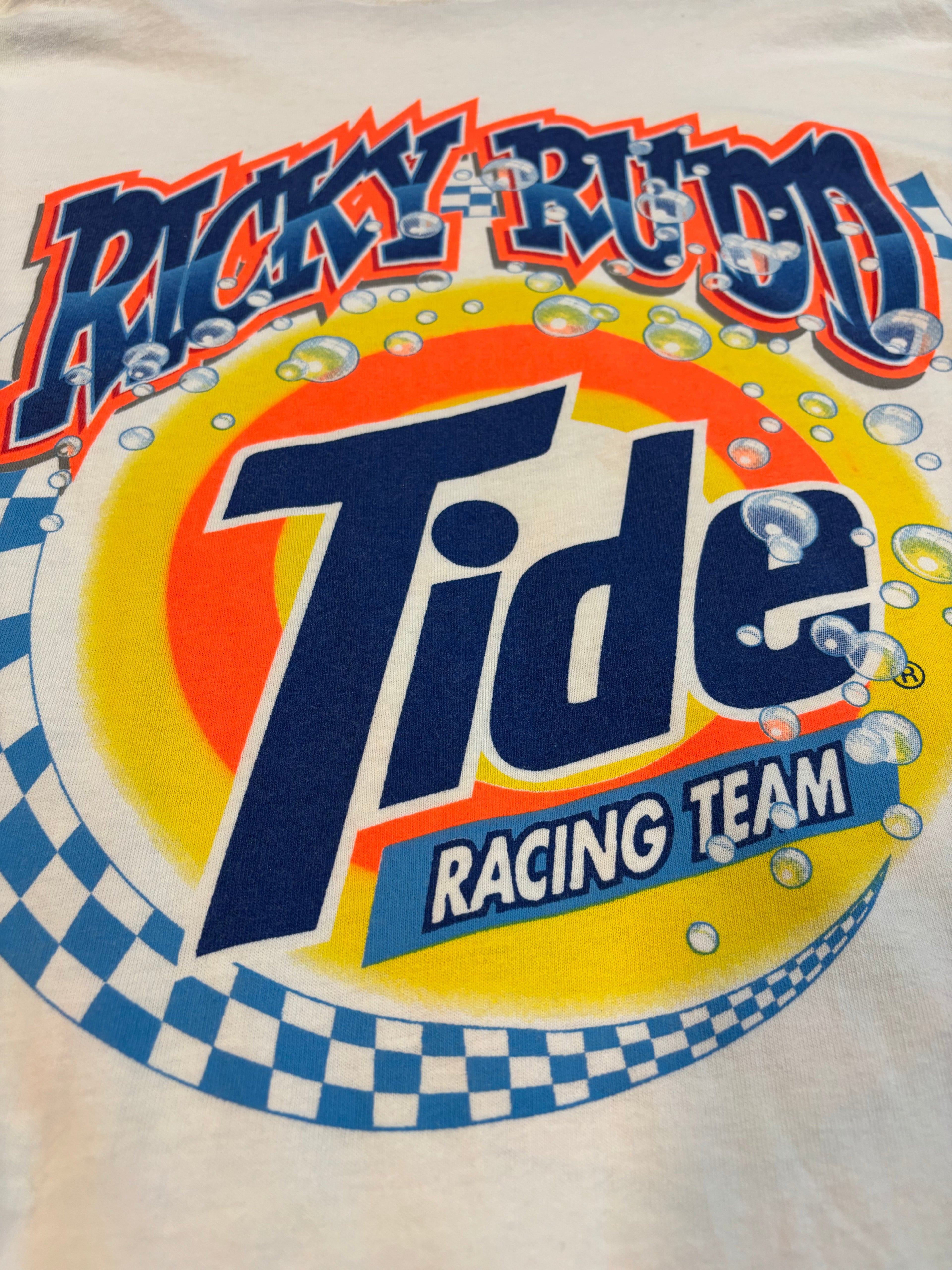 1998 Cleaning Up On The Track Tide Racing Team NASCAR T-Shirt Size XXL Royal Avalon Tag