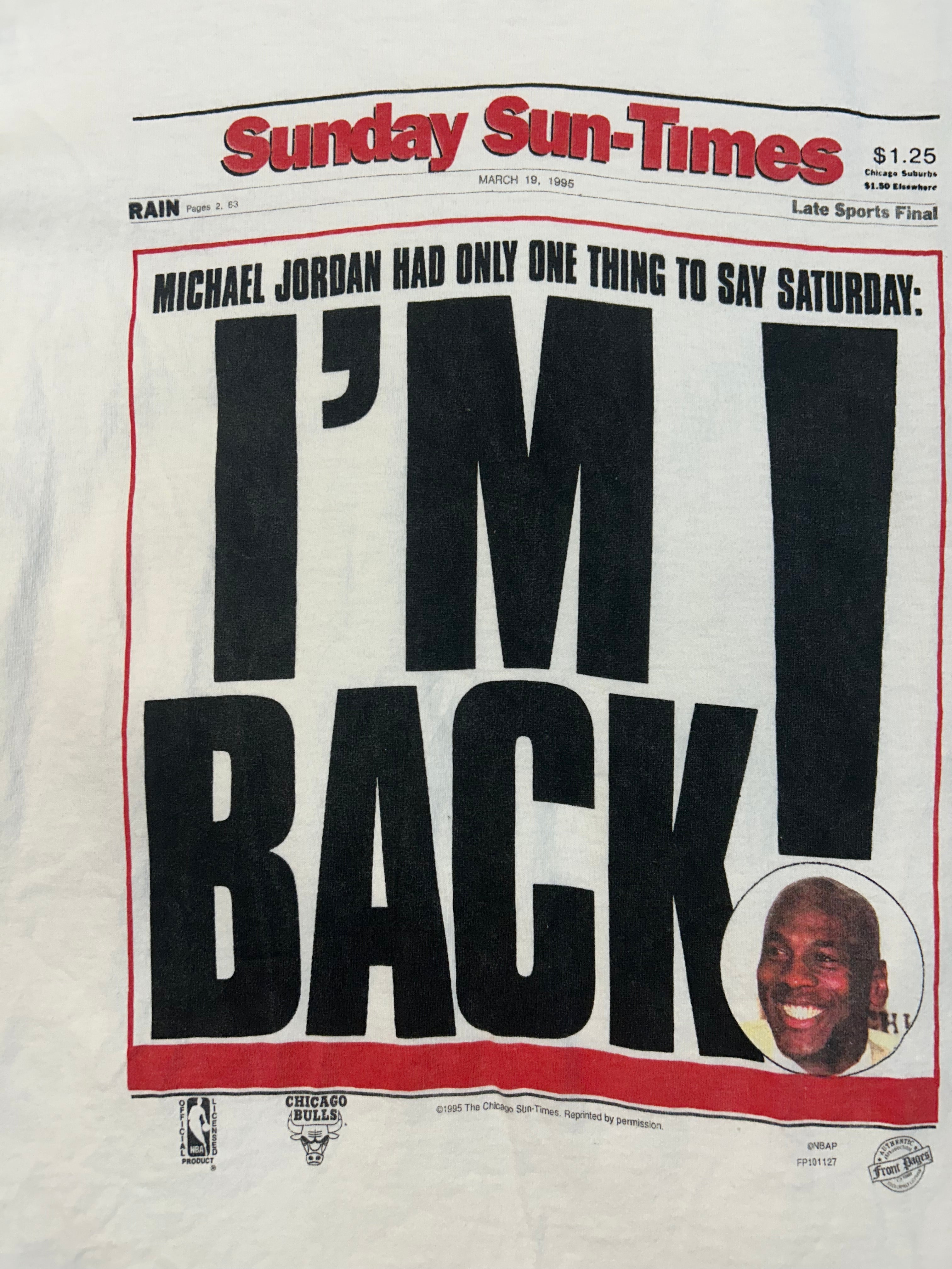Vintage 1995 Michael Jordan I’m Back! Tee