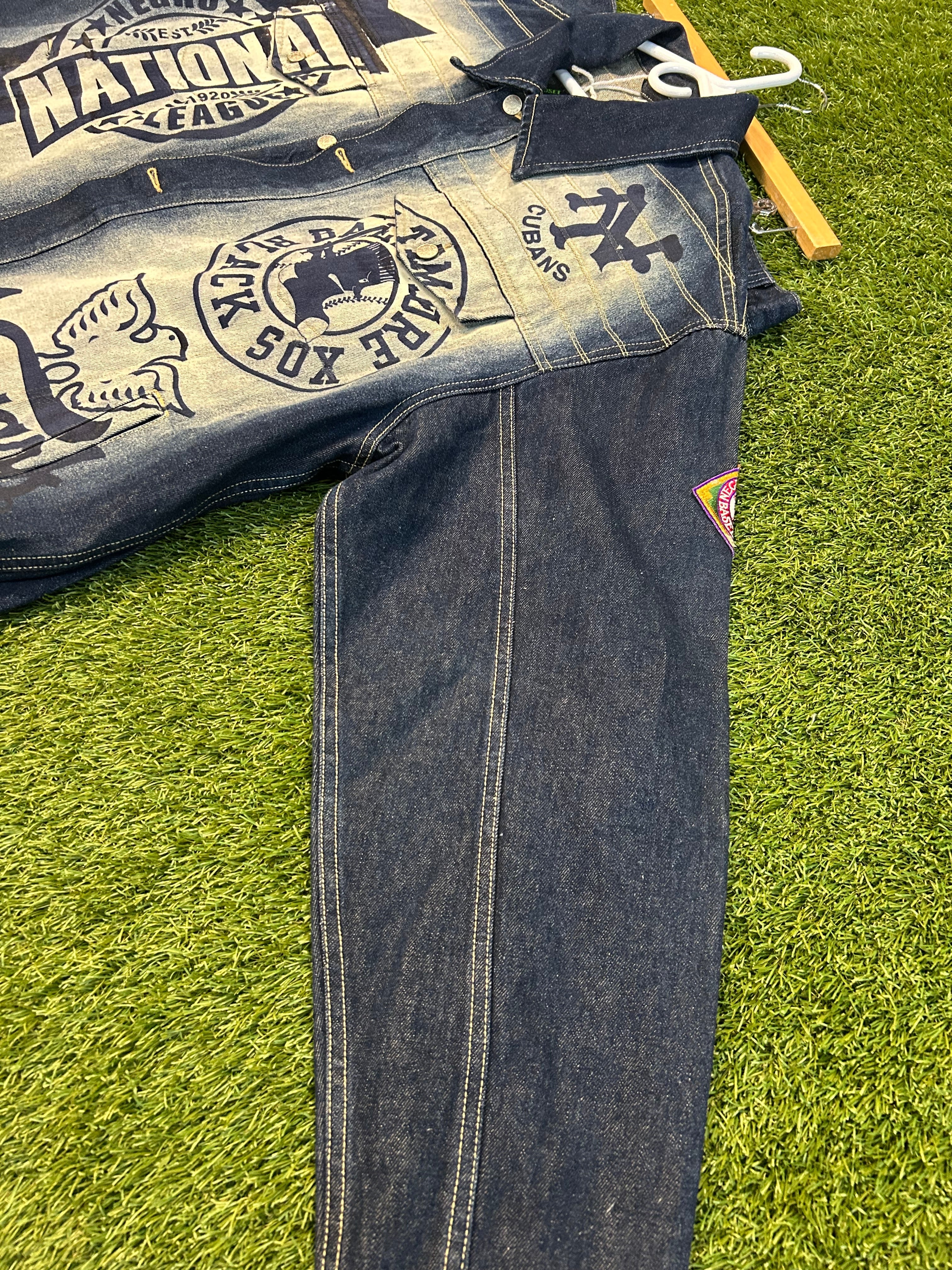 Y2K NLBM Blue Denim Embroidered Jacket+Denim Jeans