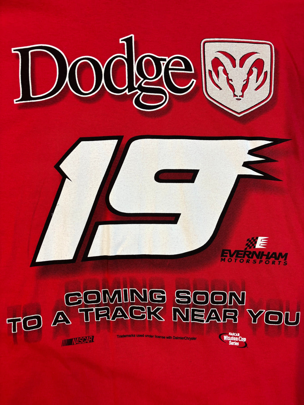 Dodge Ram NASCAR Winston Cup Series #19 Racing T-Shirt Size XL Hanes Heavyweight Tag