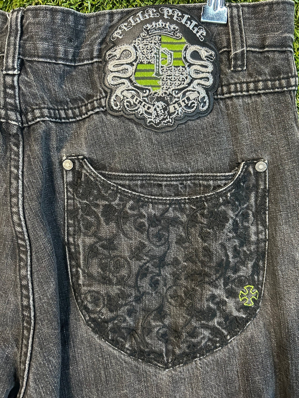 Y2K Green Snake Pelle Pelle Denim Jeans