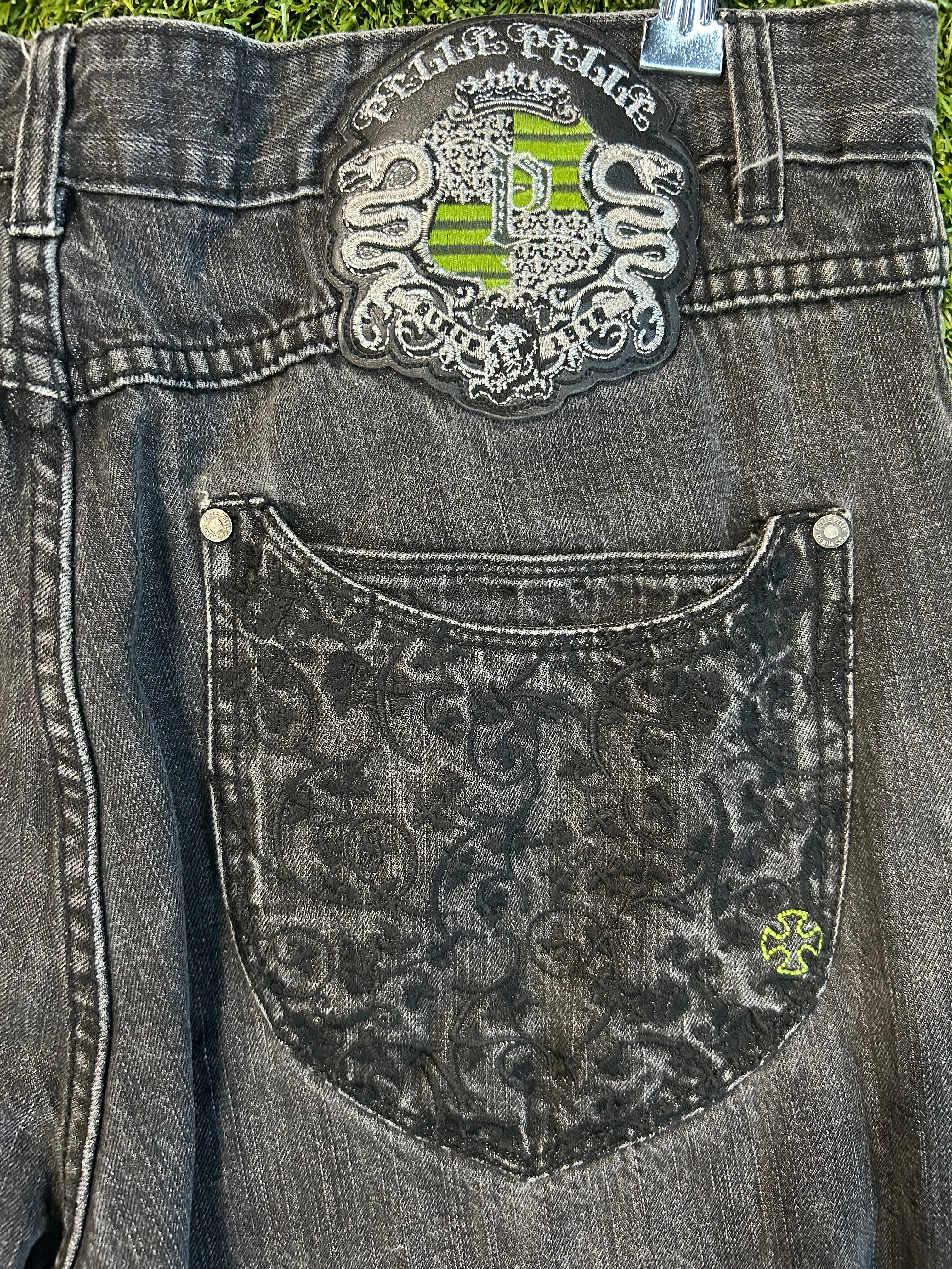 Y2K Green Snake Pelle Pelle Denim Jeans