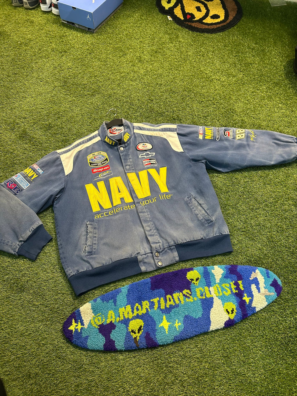 Vintage Navy Accelerate Your Life NASCAR jacket