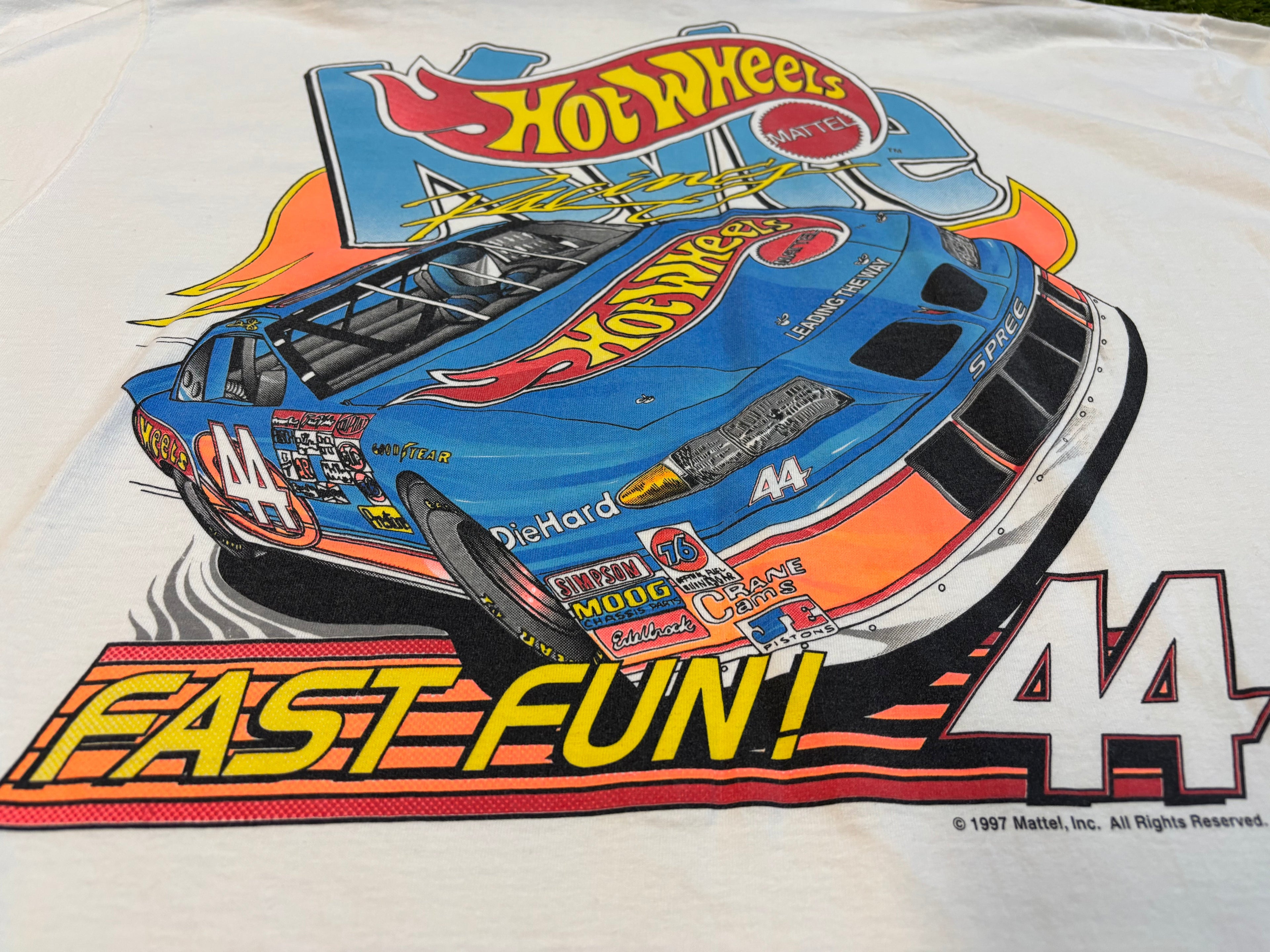 1997 Hot Wheels Mattel Racing #44 NASCAR T-Shirt Size XXL Fruit Of The Loom Lofteez Tag