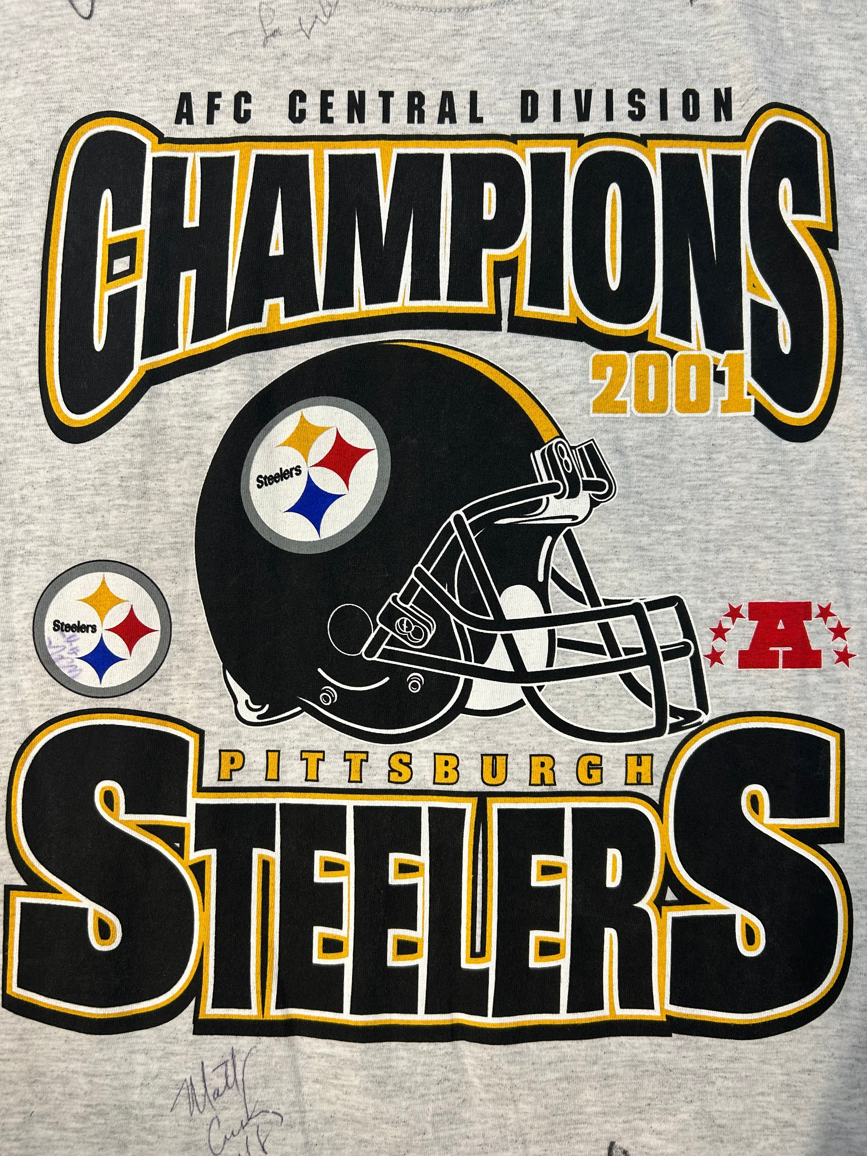 Year 2001 Pittsburgh Steelers NFL AFC Champions Signed Tee