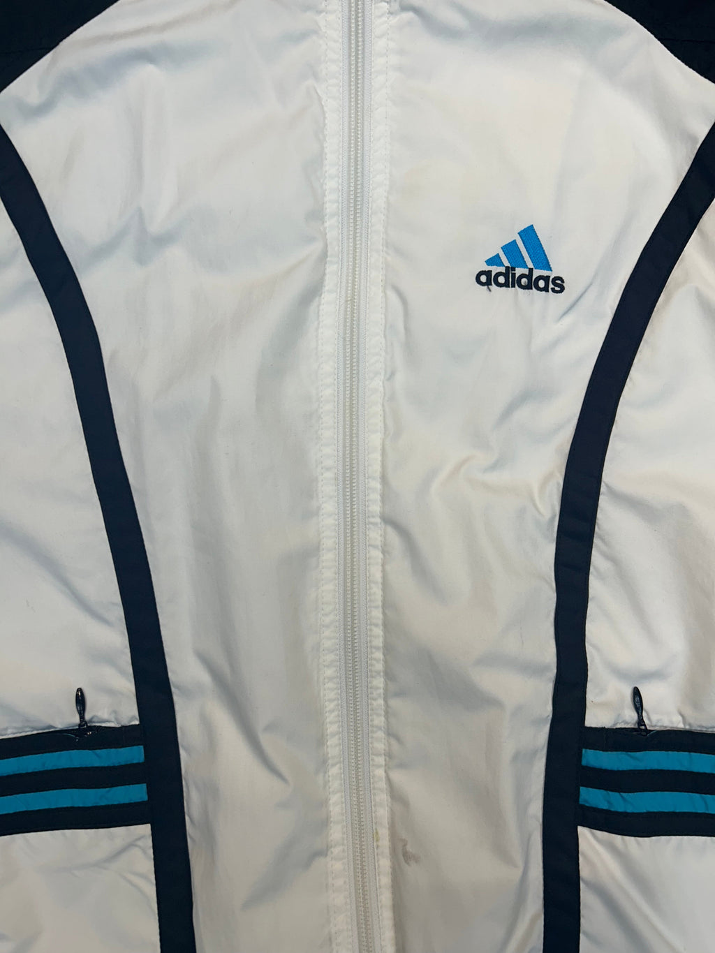 Vintage Adidas Track Jacket Blue and Black Stripe