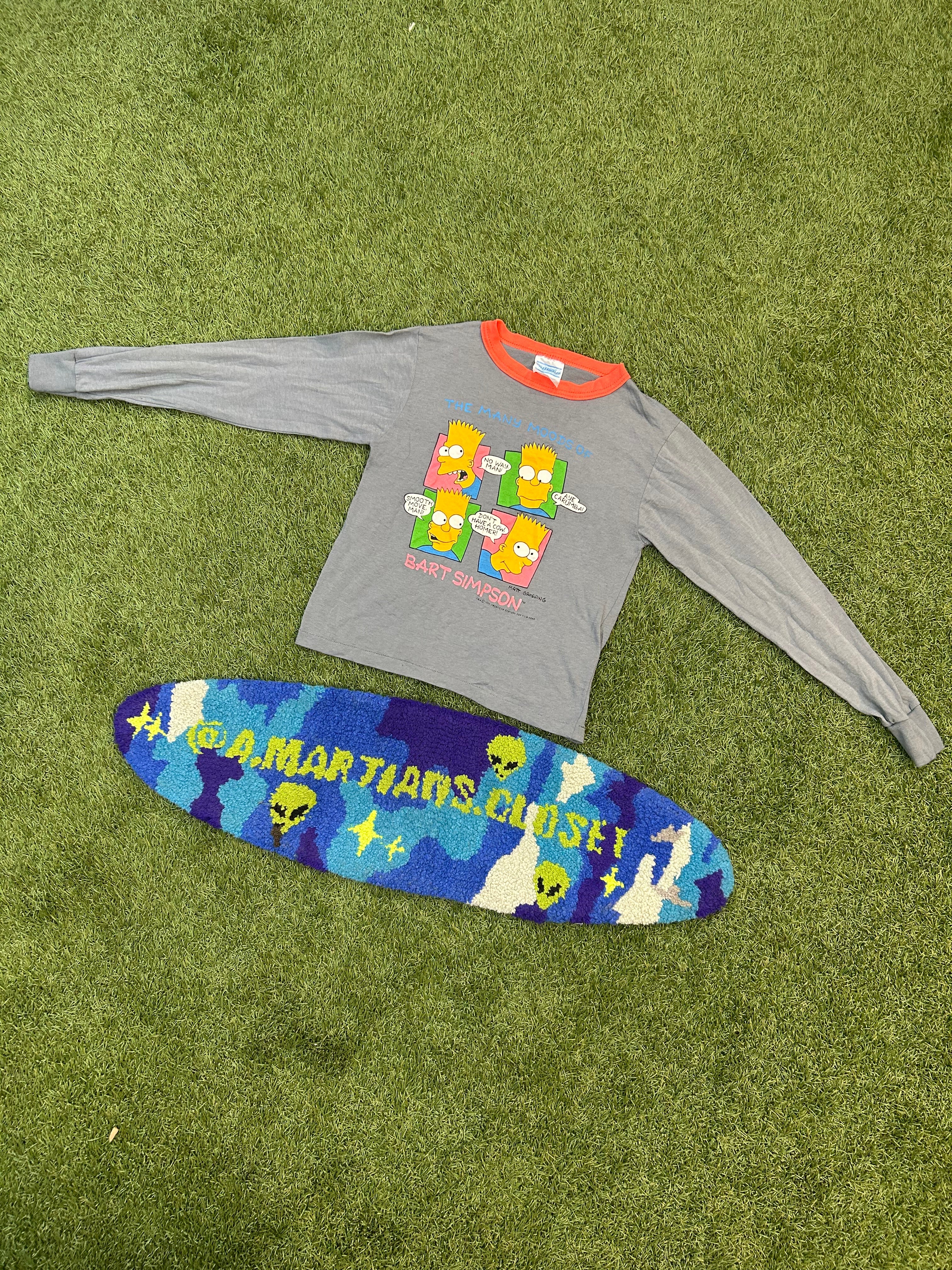Vintage 1990 The Many Moods Of Bart Simpson Kids Long Sleeve Tee