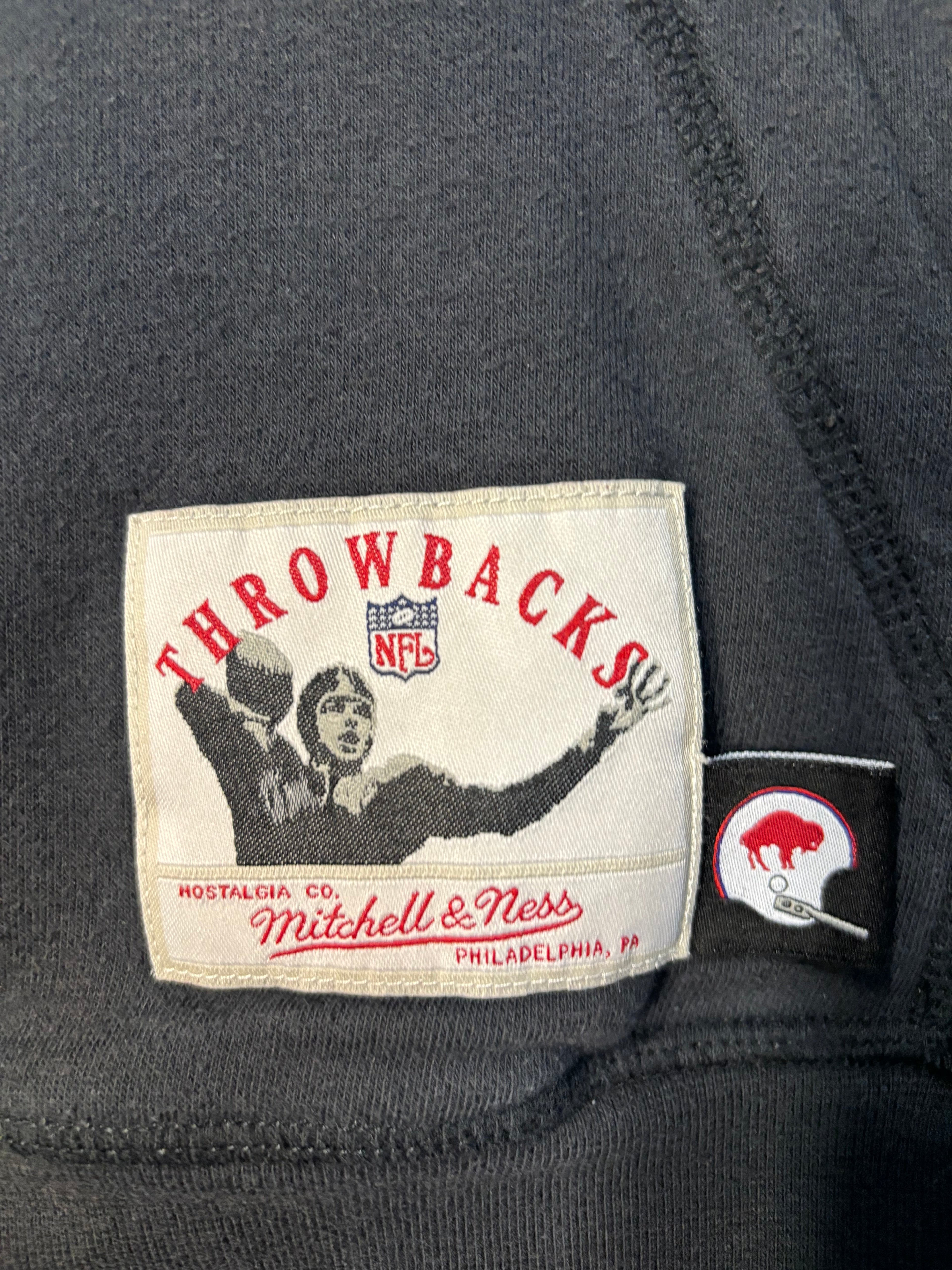 Black Buffalo Bills Mitchell & Ness Throwbacks Hoodie Kids Size Large 14/16