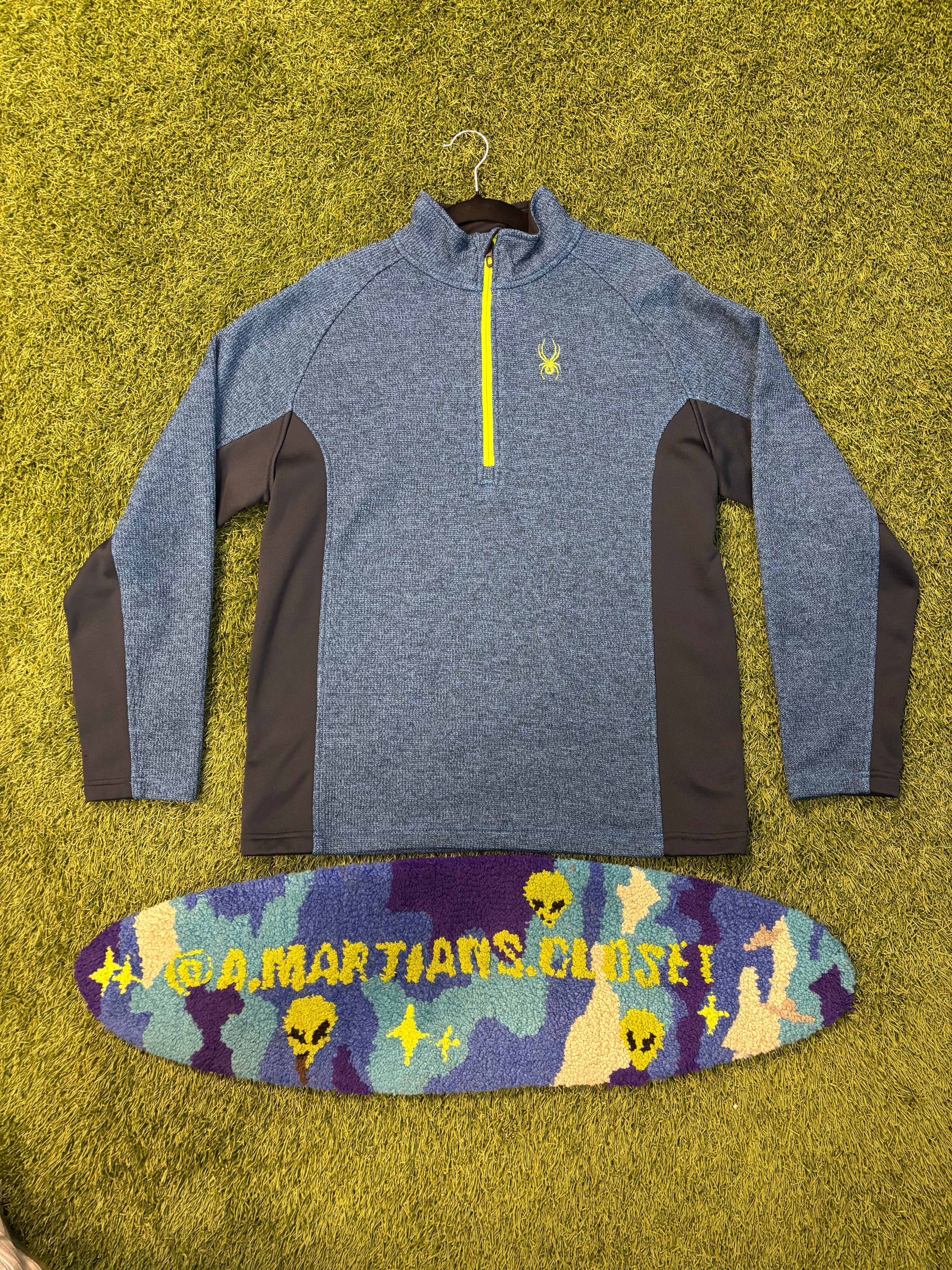 Multi Blue Knitted Spyder Brand Quarter Zip Jacket