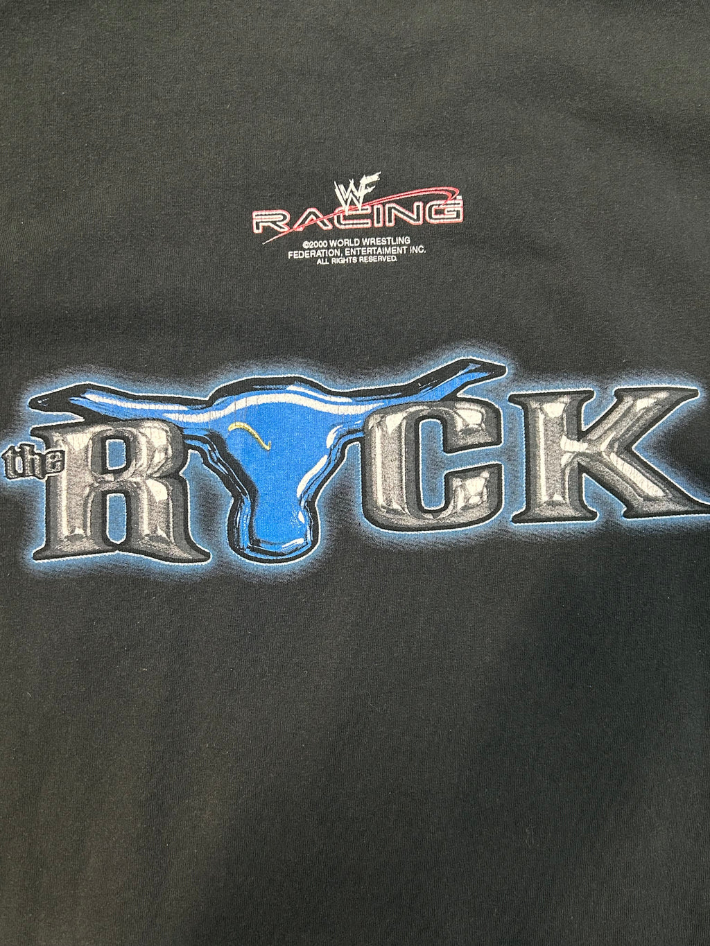 Y2K The Rock WWF Big Bull Racing Tee