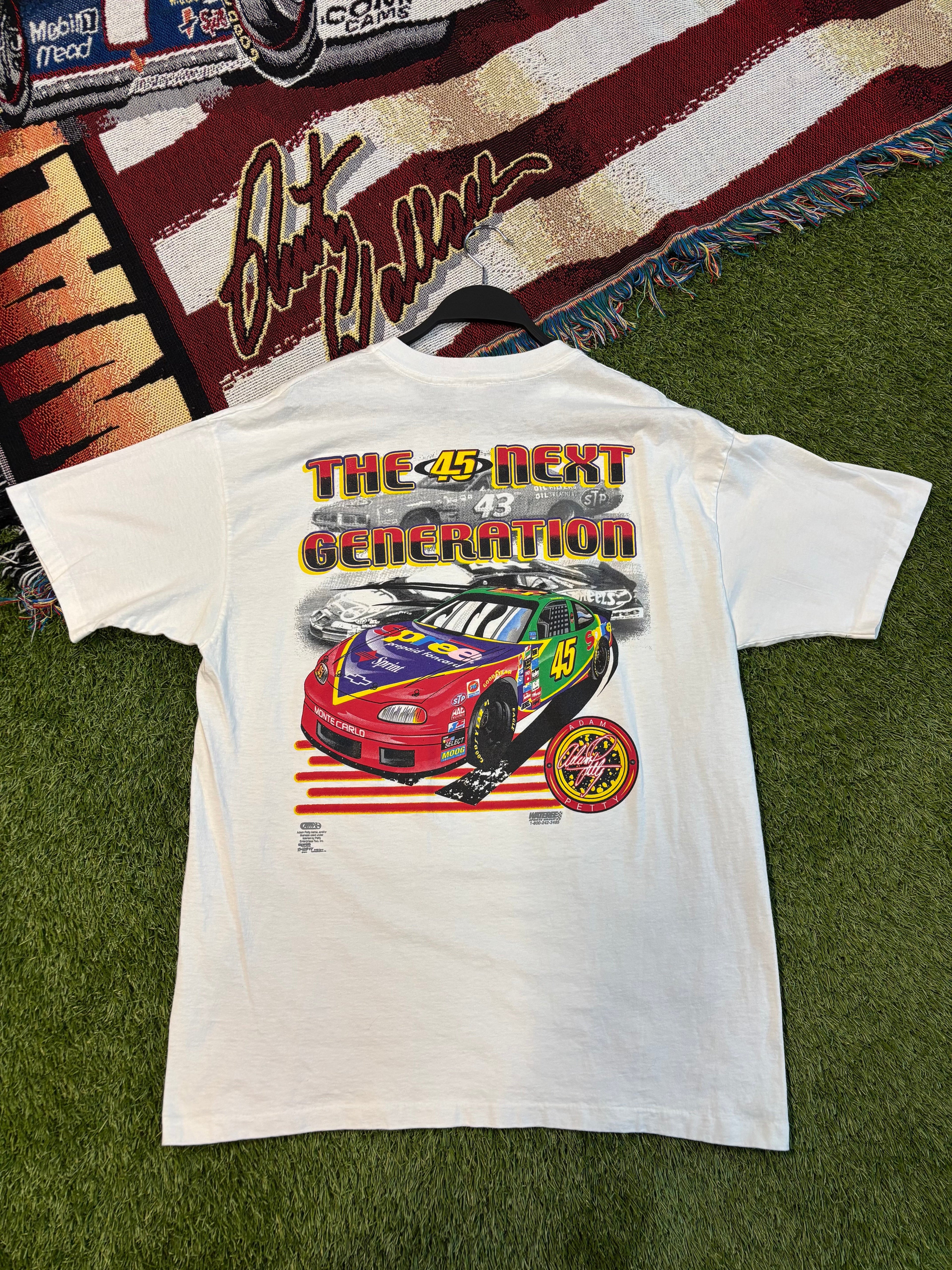 90s Single Stitch Adam Petty The Next Generation NASCAR T-Shirt Size XL Anvil Red Bar Tag