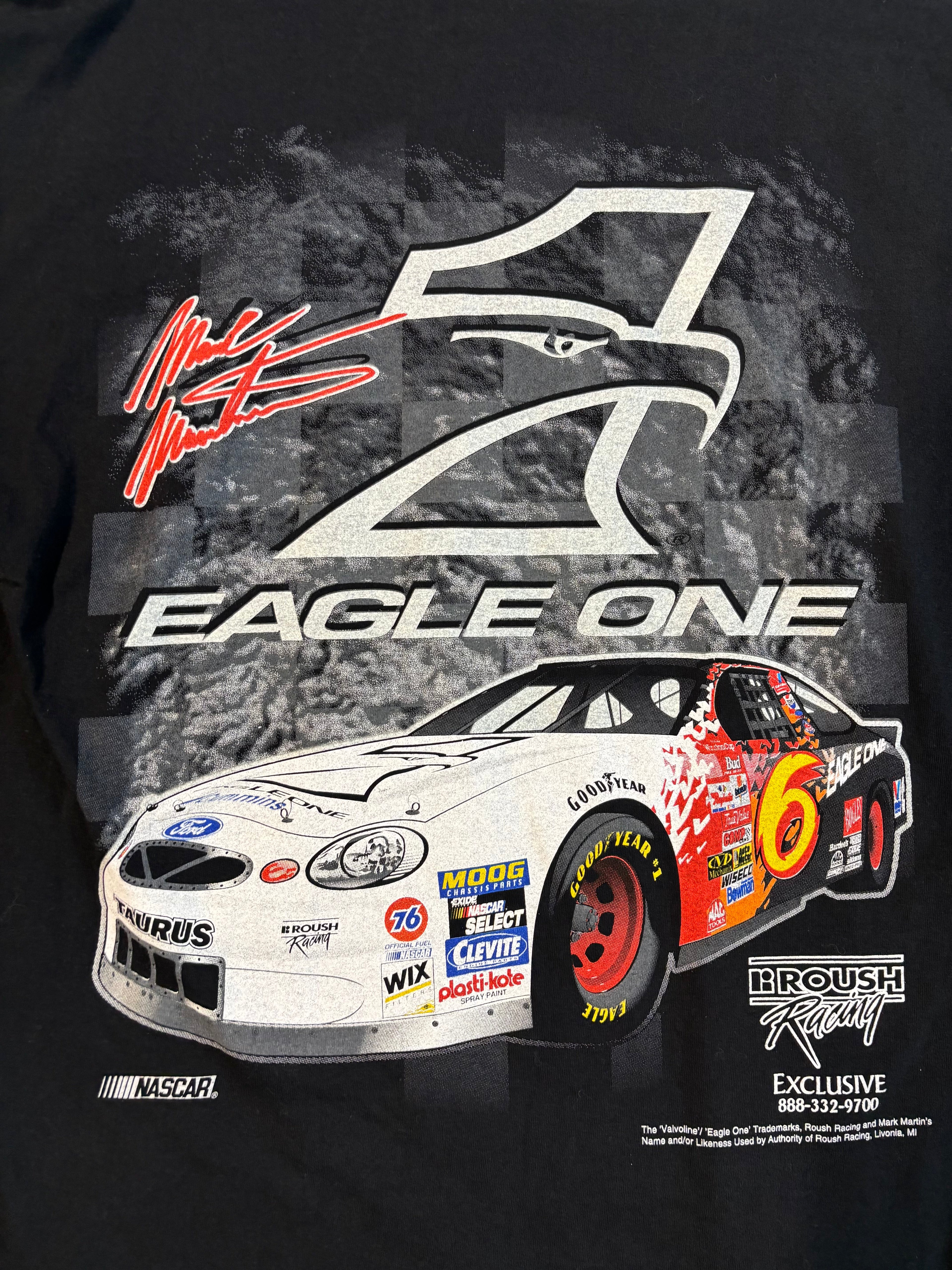 Mark Martin Eagle One Roush Racing NASCAR T-Shirt Size XL Santee Gold Tag