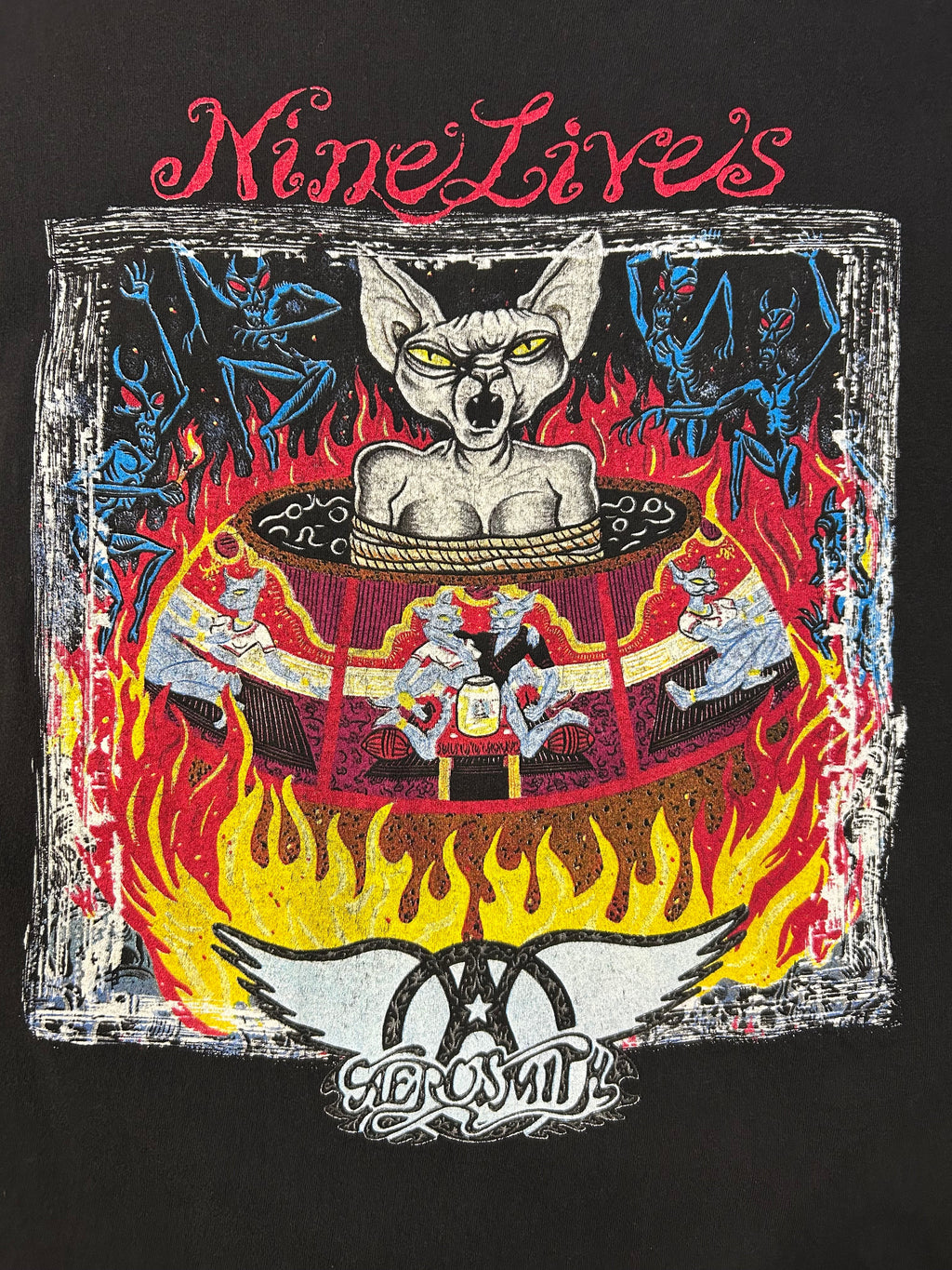 Vintage 90s Aerosmith Nine Lives Concert Tee