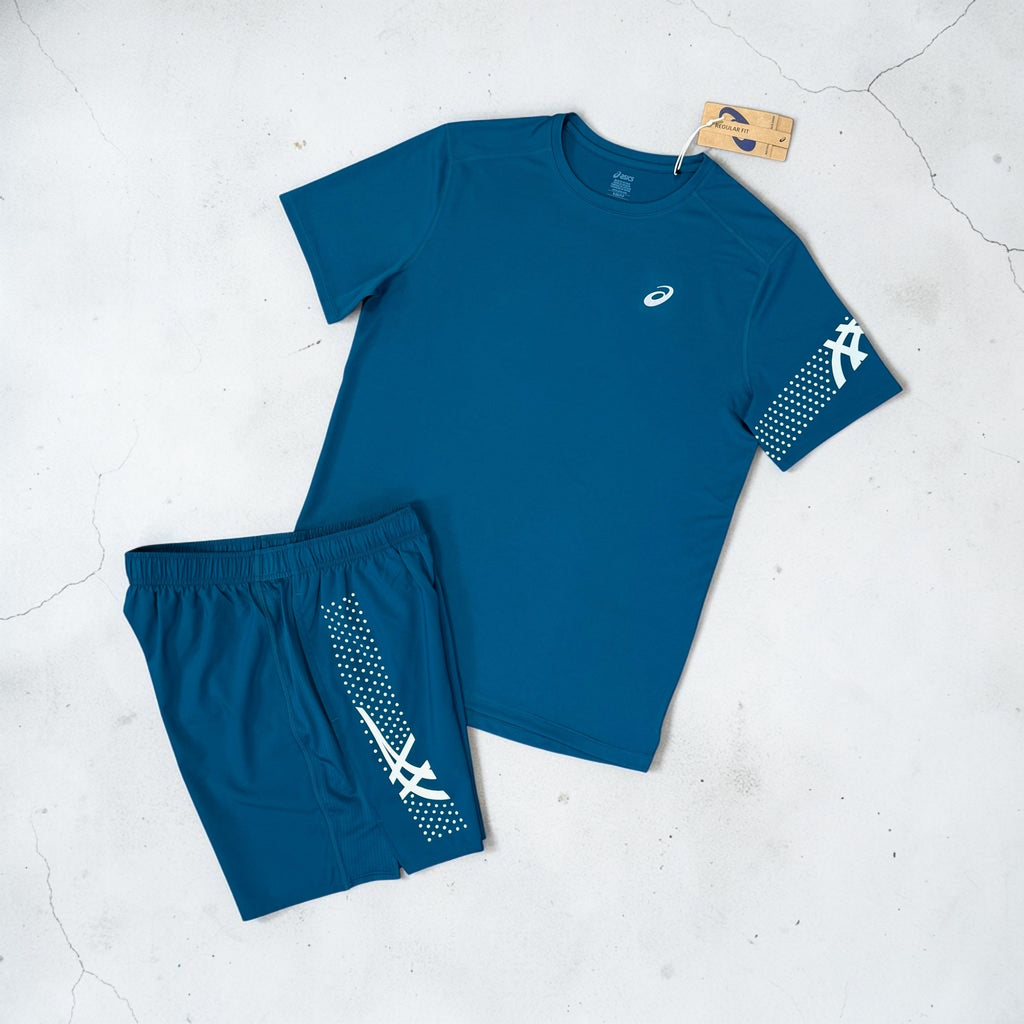 ASICS ICON T-SHIRT AND SHORTS SET - BLUE TEAL