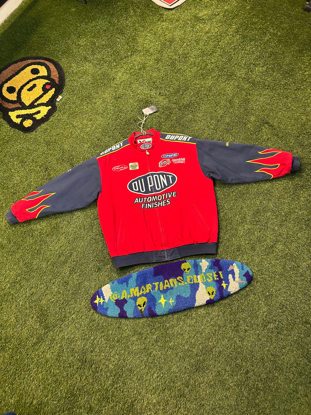 Vintage Jeff Gordon #24 DuPont Automotive Flame Sleeve NASCAR Jacket