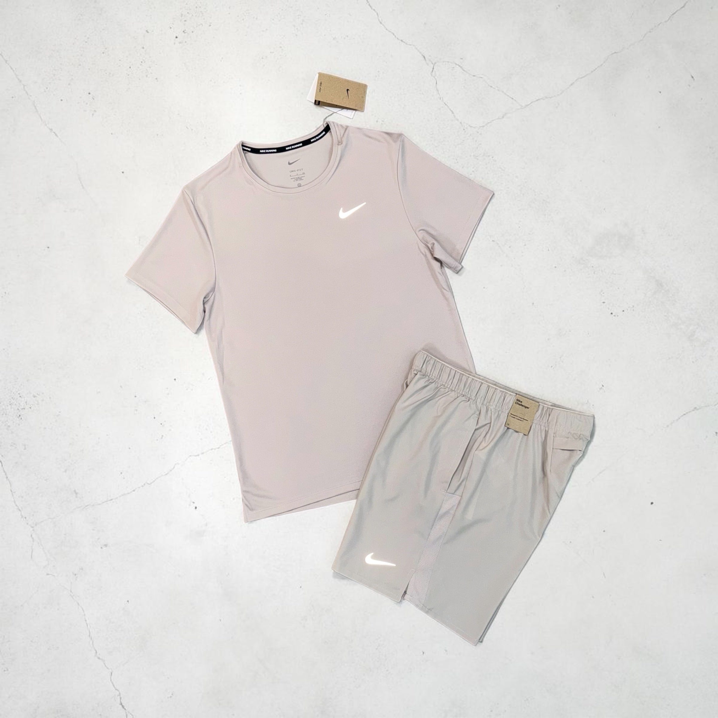 NIKE MILER AND CHALLENGER SHORTS SET - BEIGE