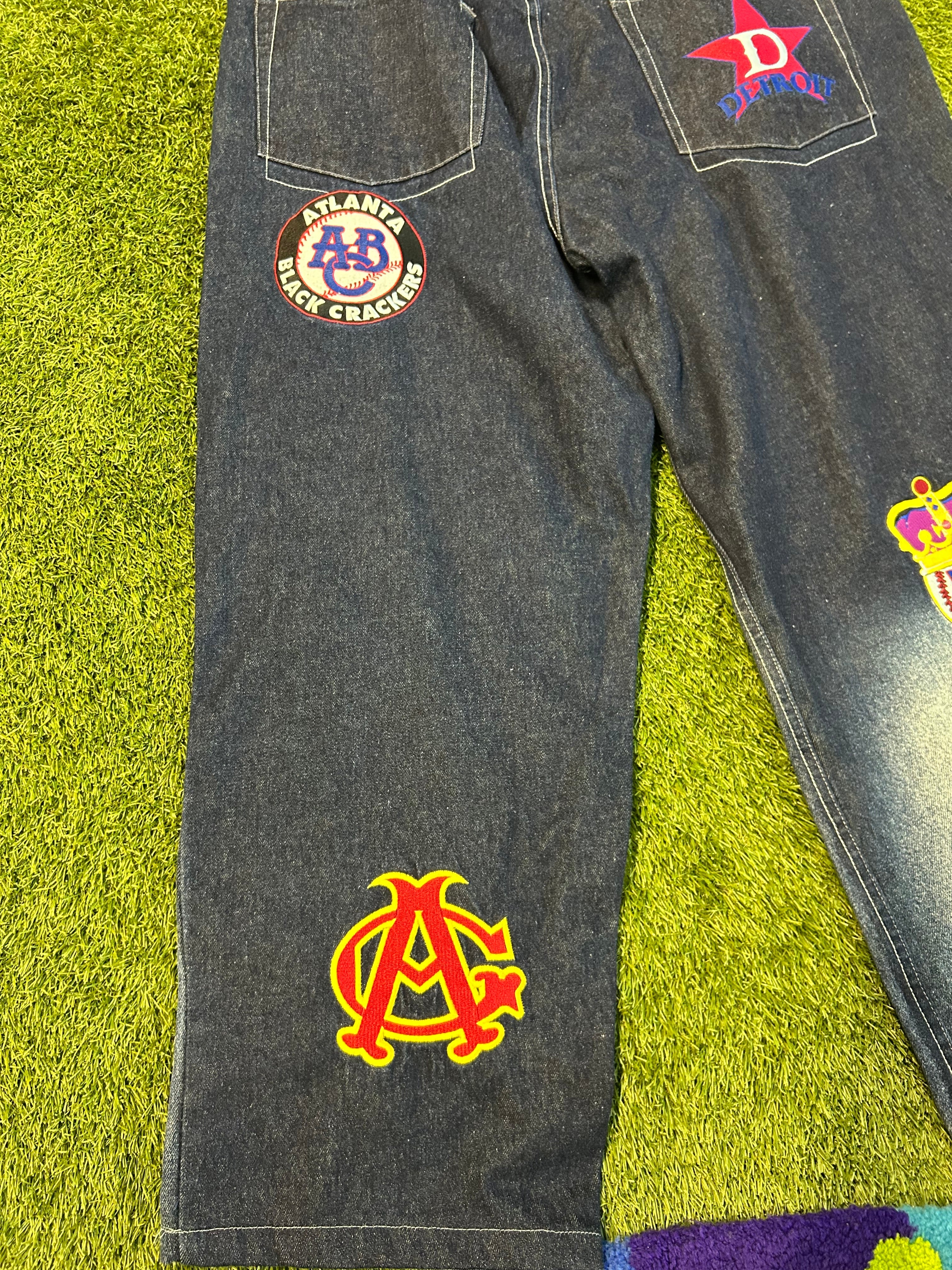 Y2K NLBM Blue Denim Embroidered Jacket+Denim Jeans