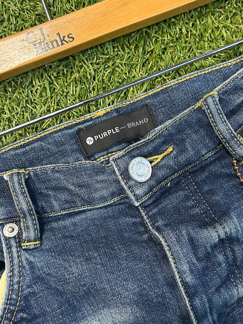 Purple The Brand Knee Cut Blue Jeans
