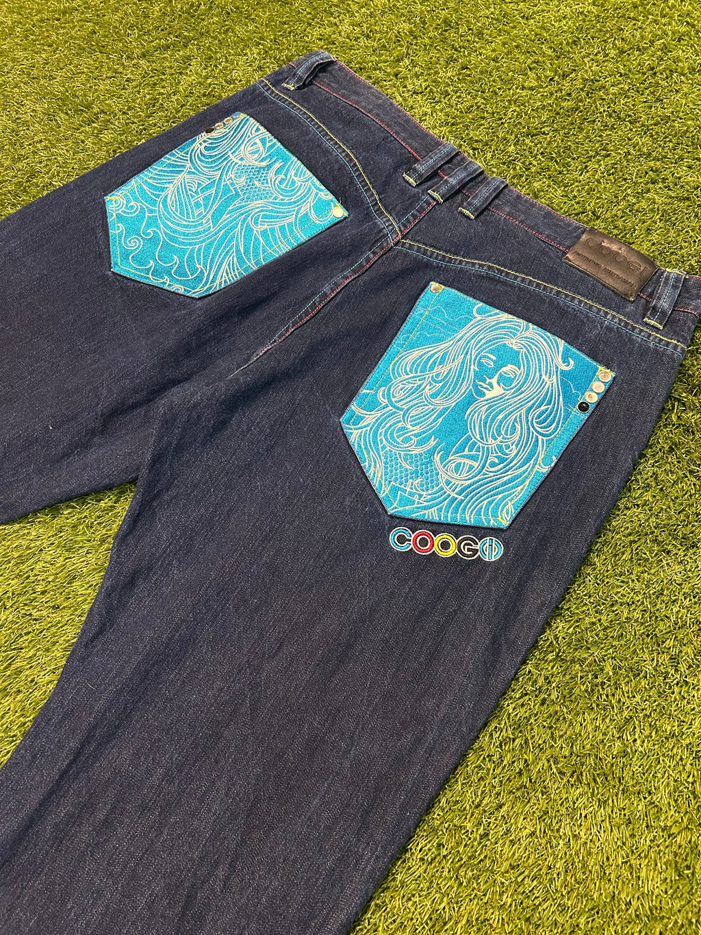 Y2K Coogi Blue Patch Jeans