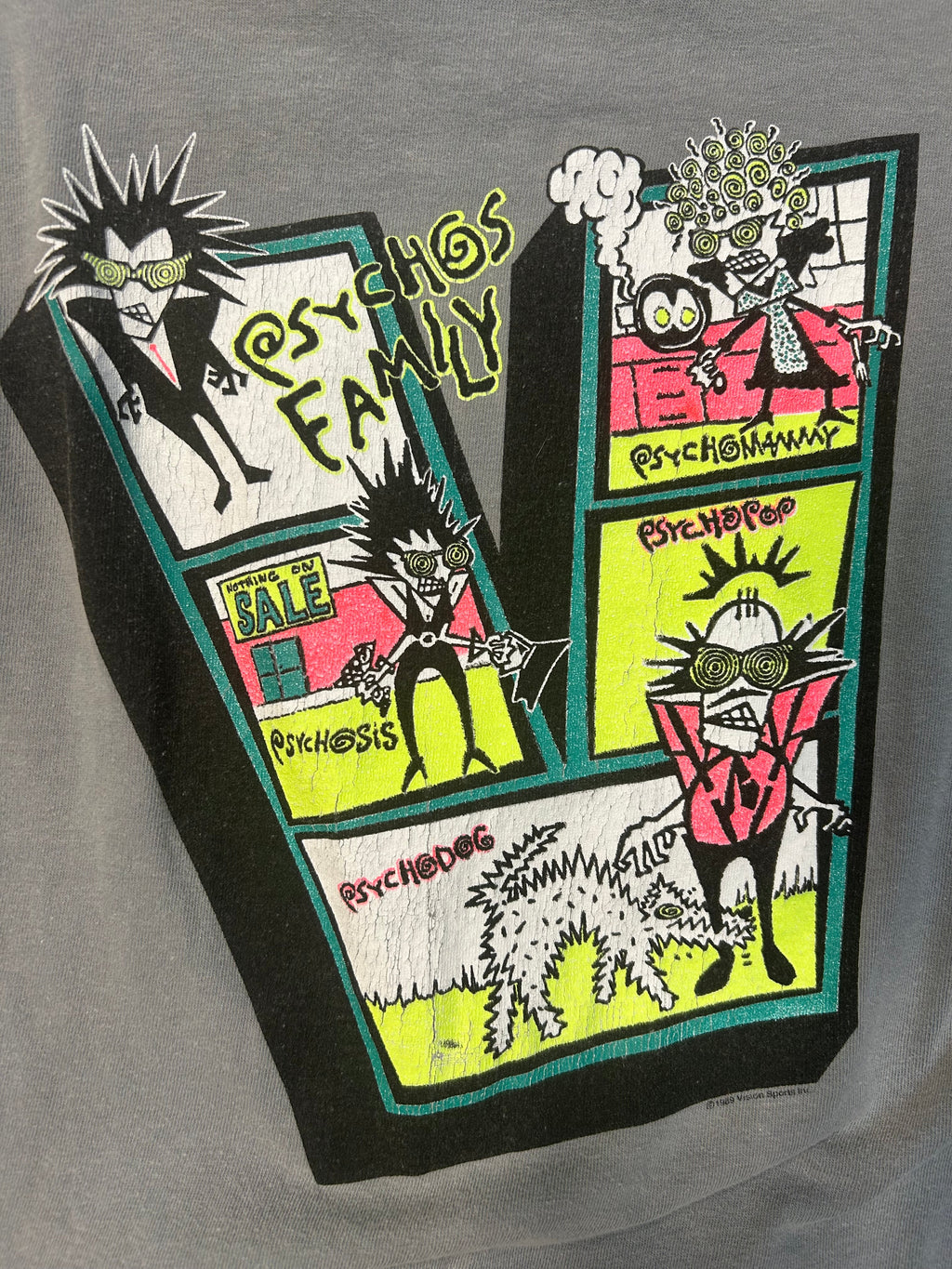 Rare Vintage 1989 Vision Streetwear Skateboard Pychos Family Tee