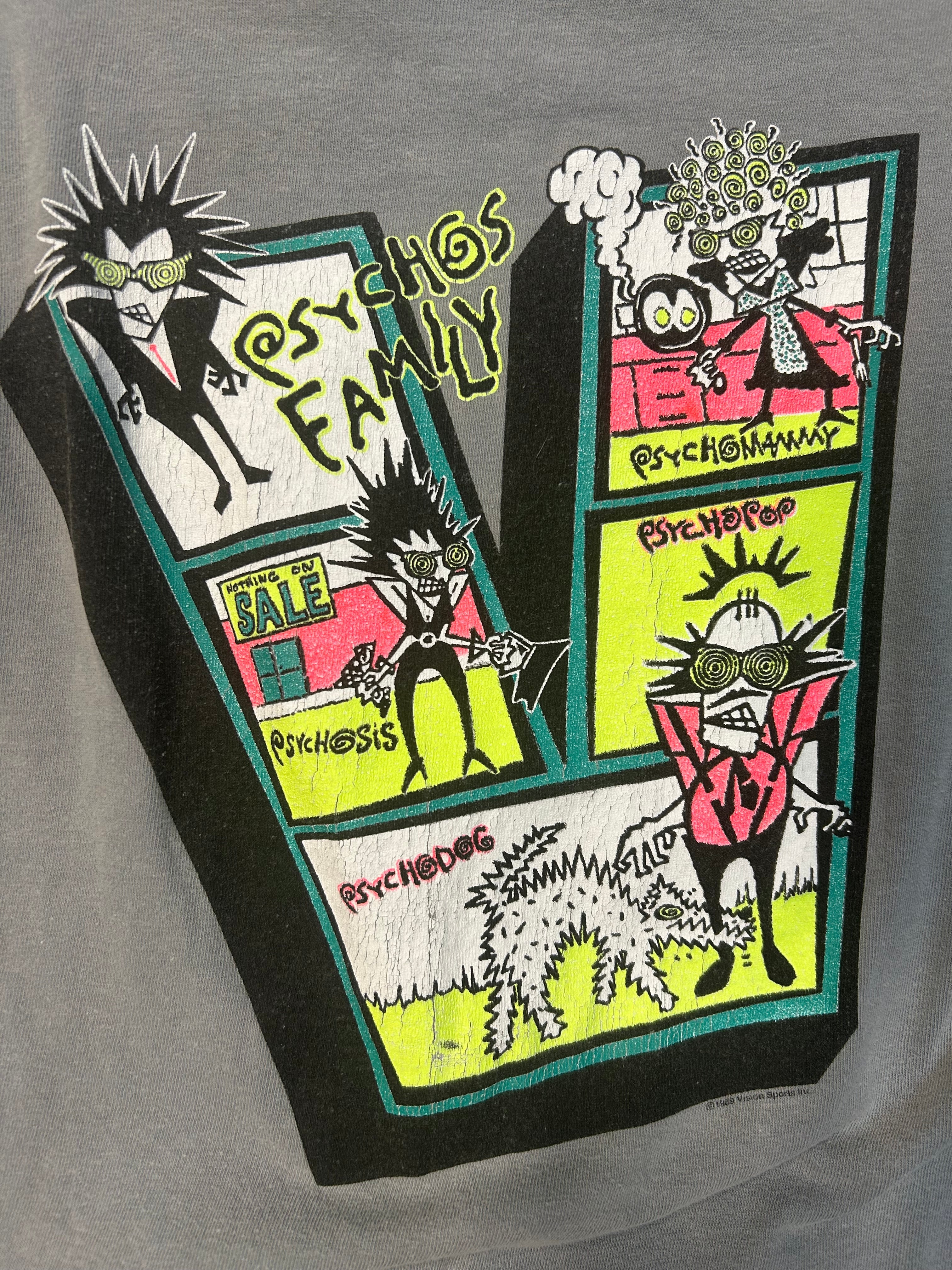 Rare Vintage 1989 Vision Streetwear Skateboard Pychos Family Tee