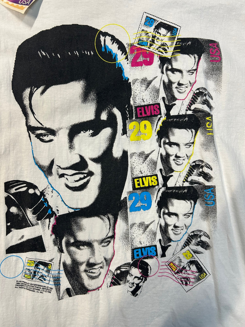 Vintage 1992 Elvis Presley Postage Stamp Picture Tee