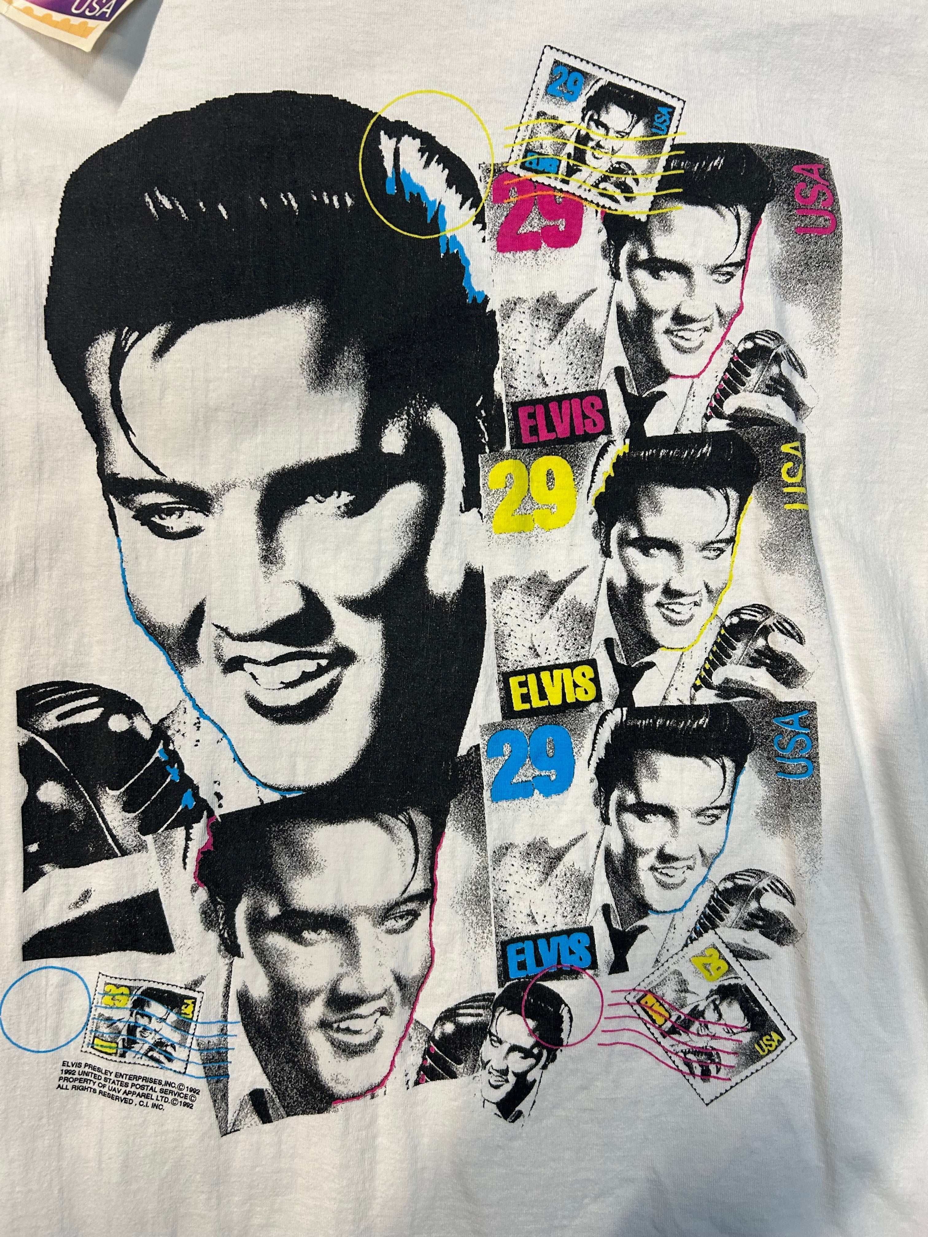 Vintage 1992 Elvis Presley Postage Stamp Picture Tee