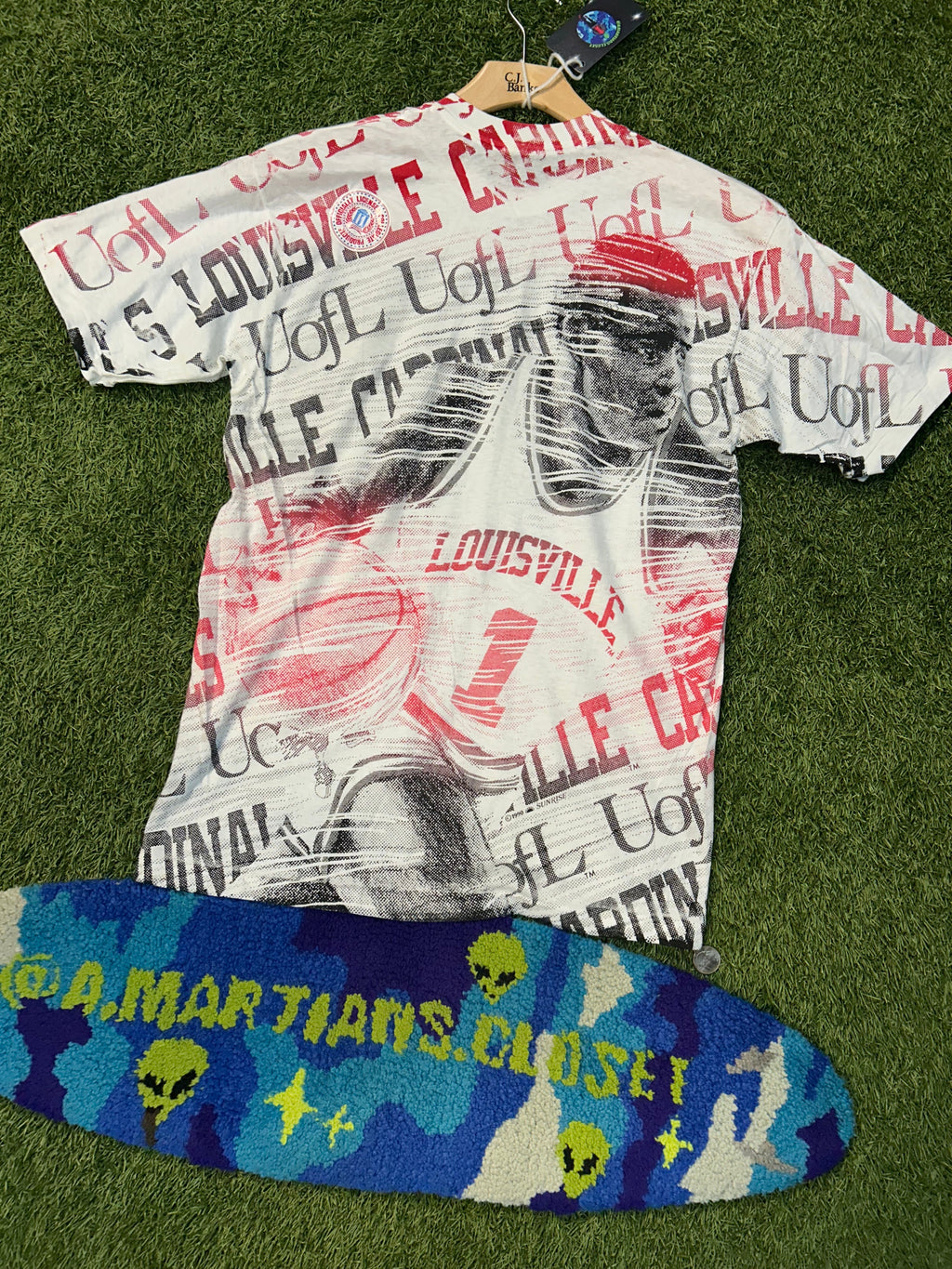 Vintage 1990 University Of Louisville AOP Basketball Tee