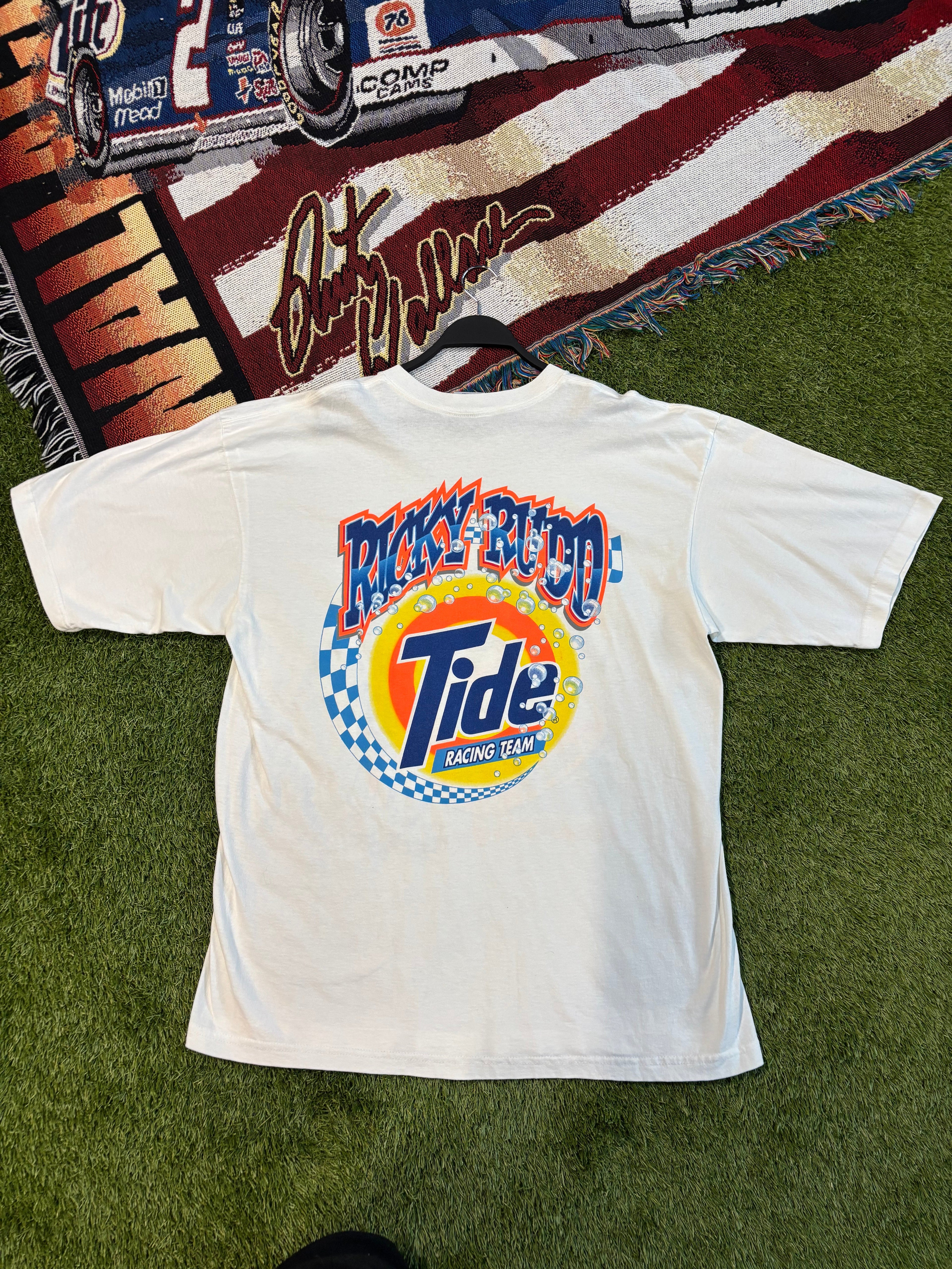 1998 Cleaning Up On The Track Tide Racing Team NASCAR T-Shirt Size XXL Royal Avalon Tag
