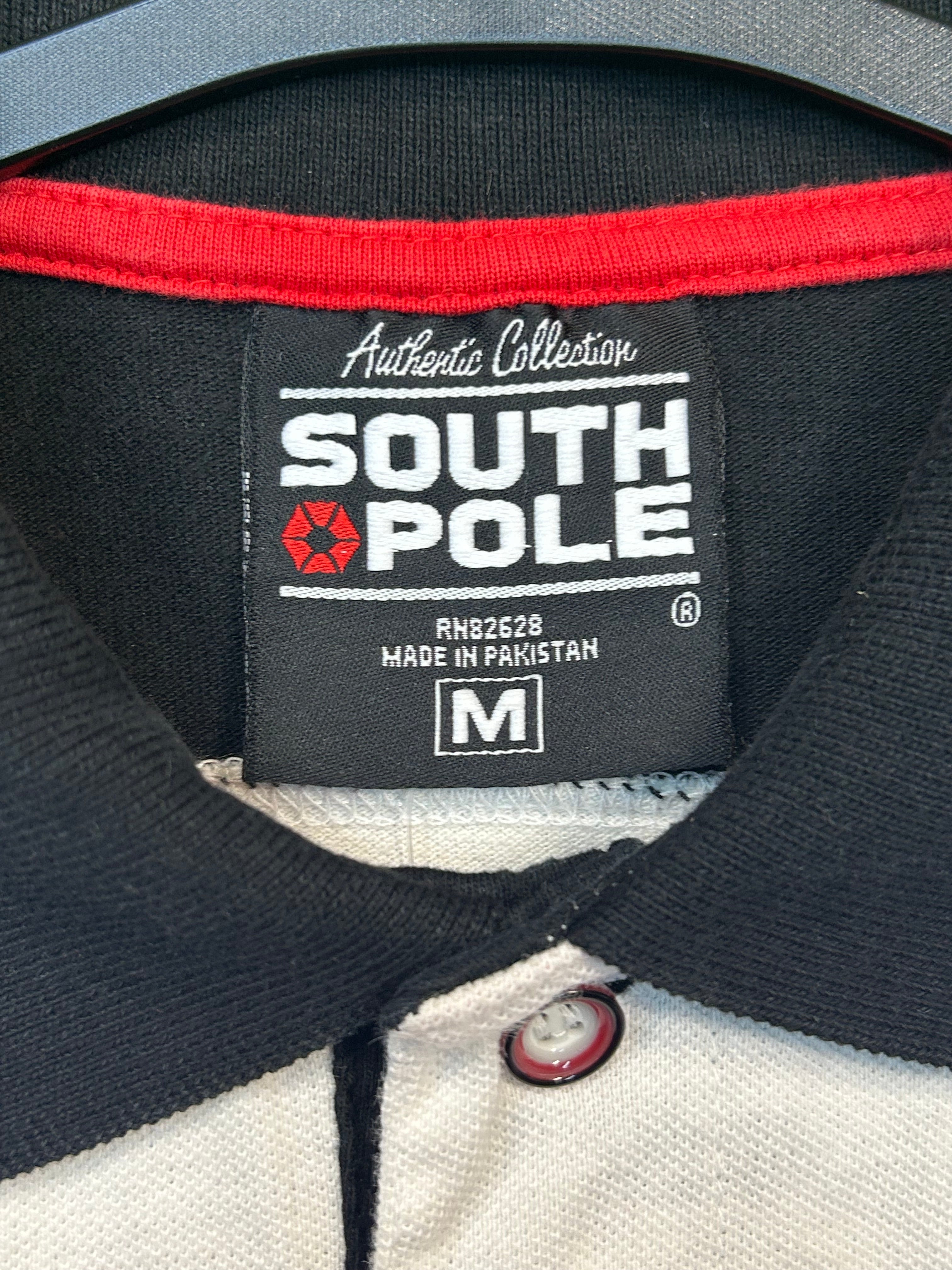 Y2K South Pole Red Black White Stripe Collard Shirt