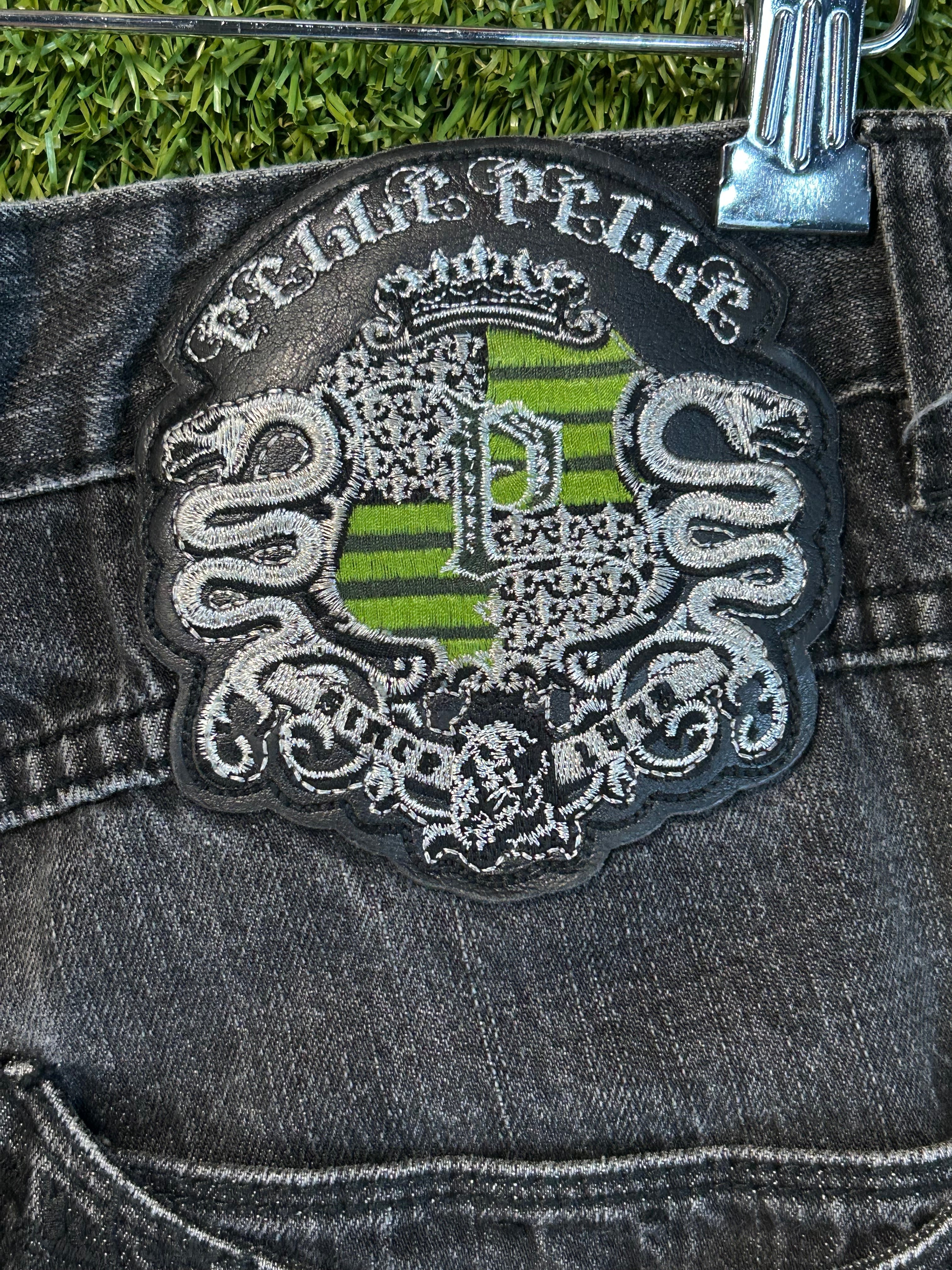 Y2K Green Snake Pelle Pelle Denim Jeans
