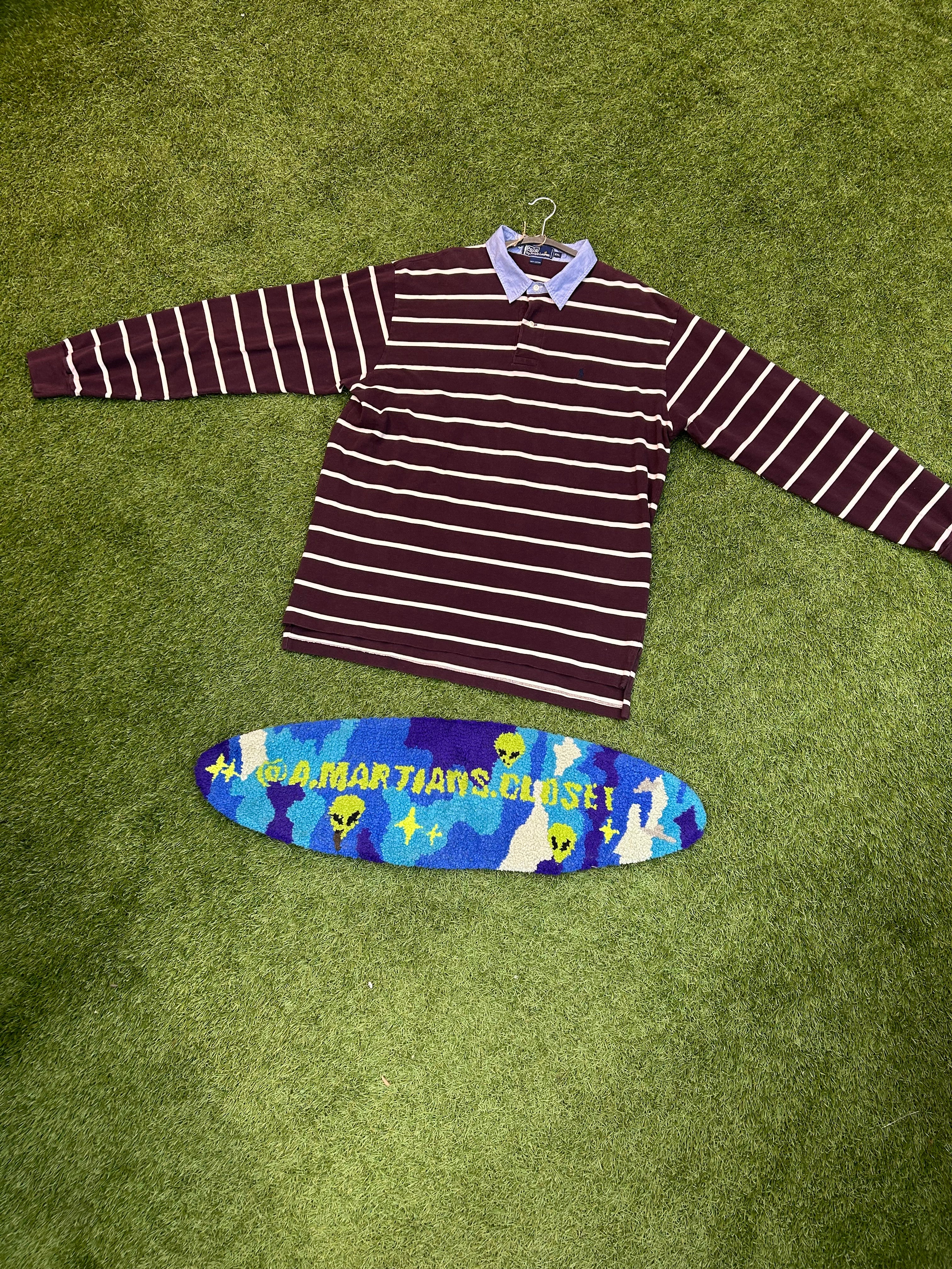 Vintage Ralph Lauren White Stripes on Burgundy
