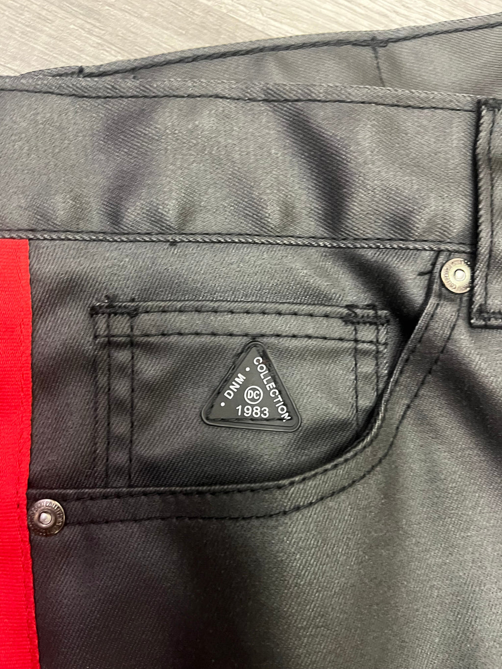 DNM Collection Quality Leather Jeans with the zipper halfway Pants Leg