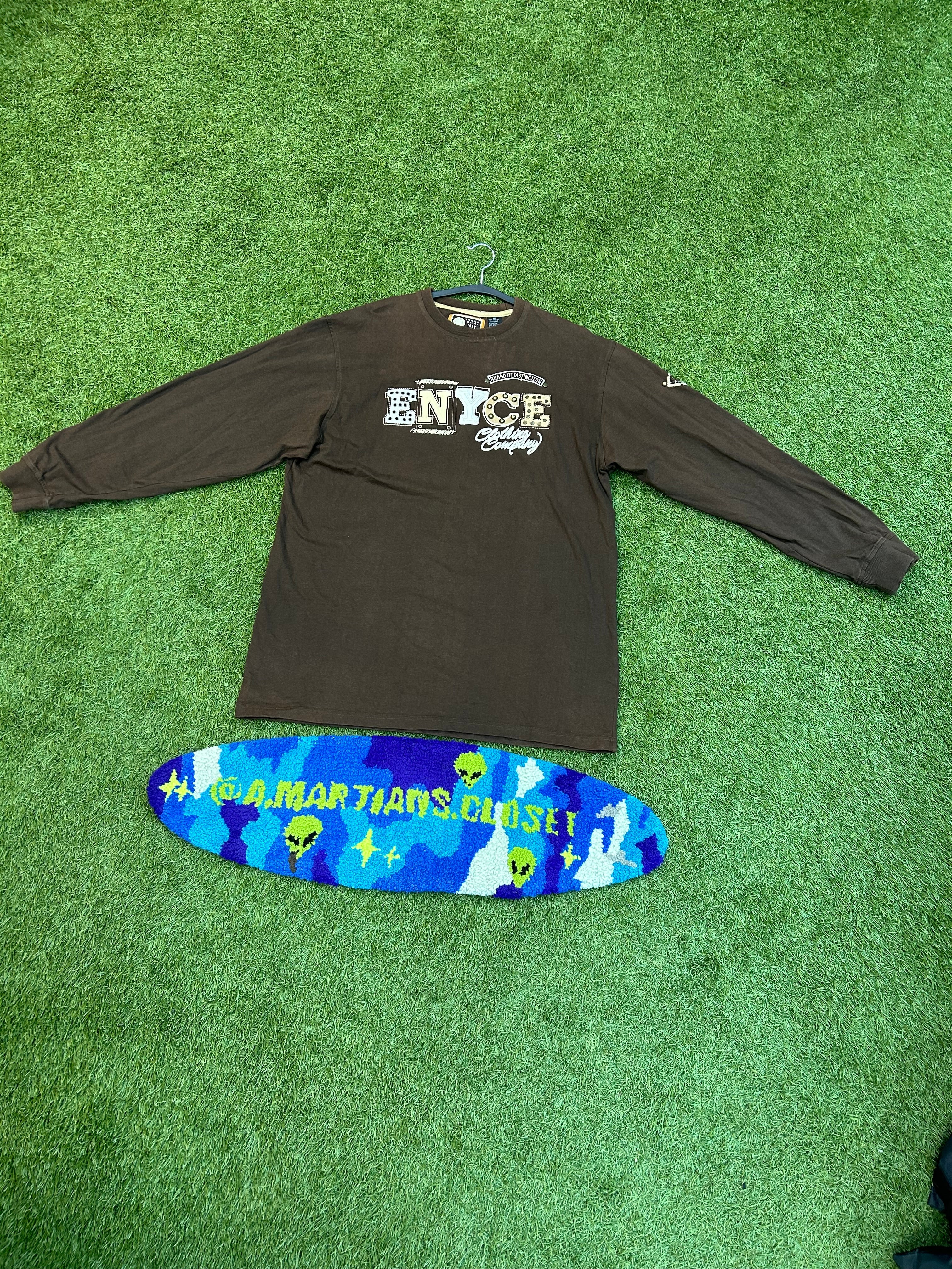 Vintage ENYCE Brown Long Sleeve Embroidered Tee