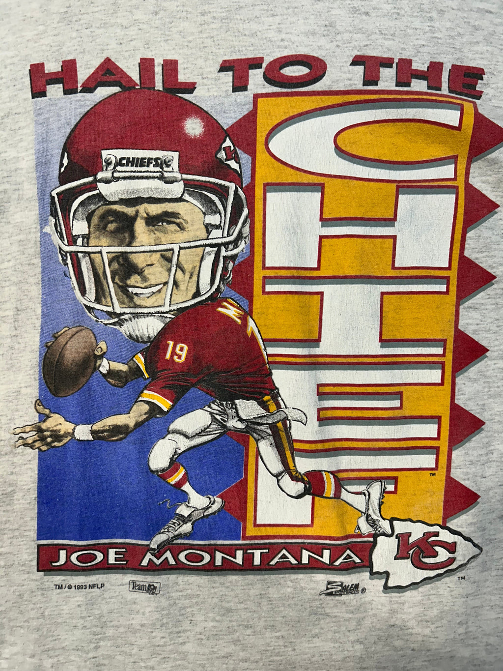 Vintage 1993 Kansa City Chiefs Joe Montana Big Head Tee