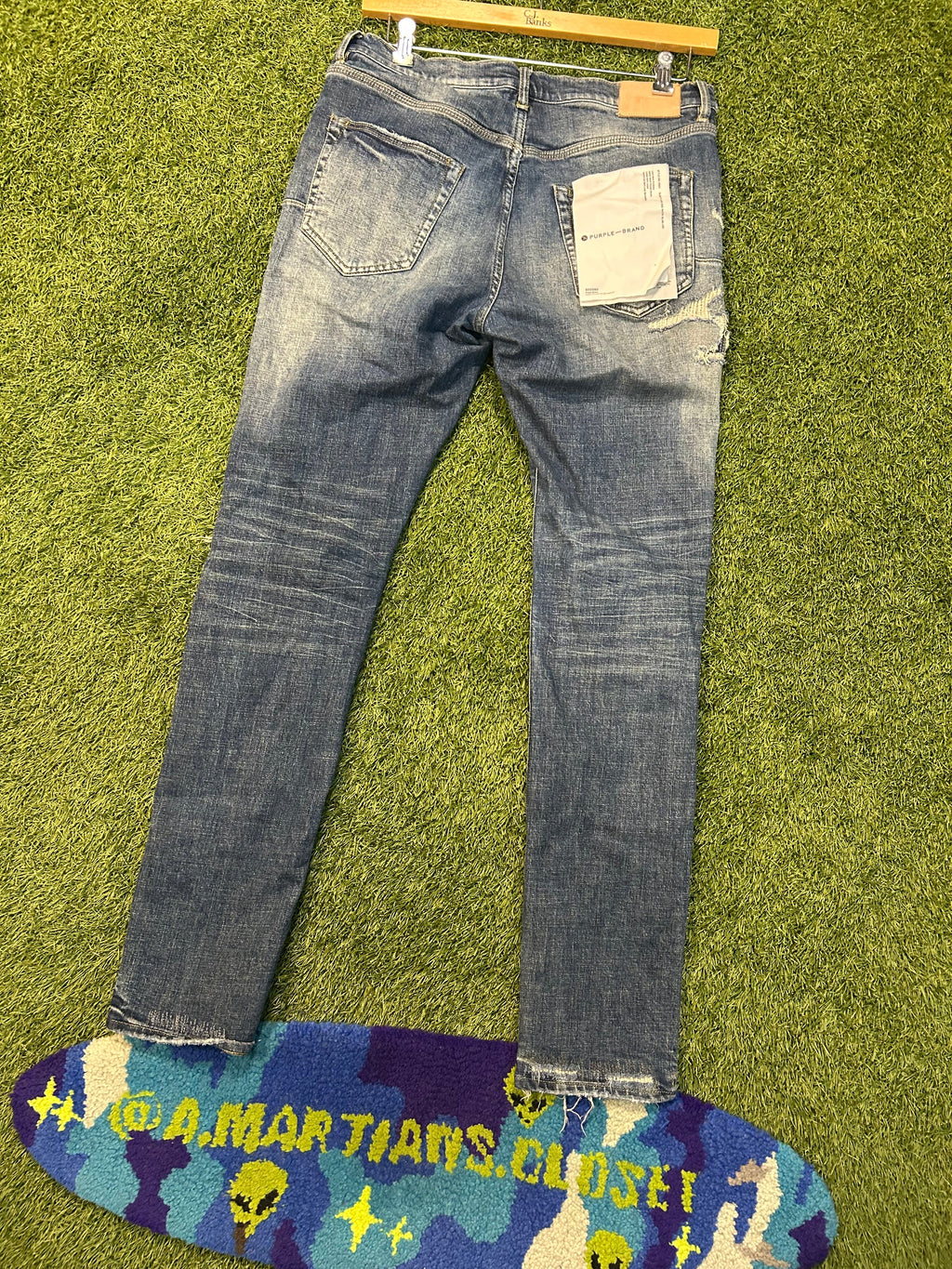 Purple The Brand Knee Cut Blue Jeans