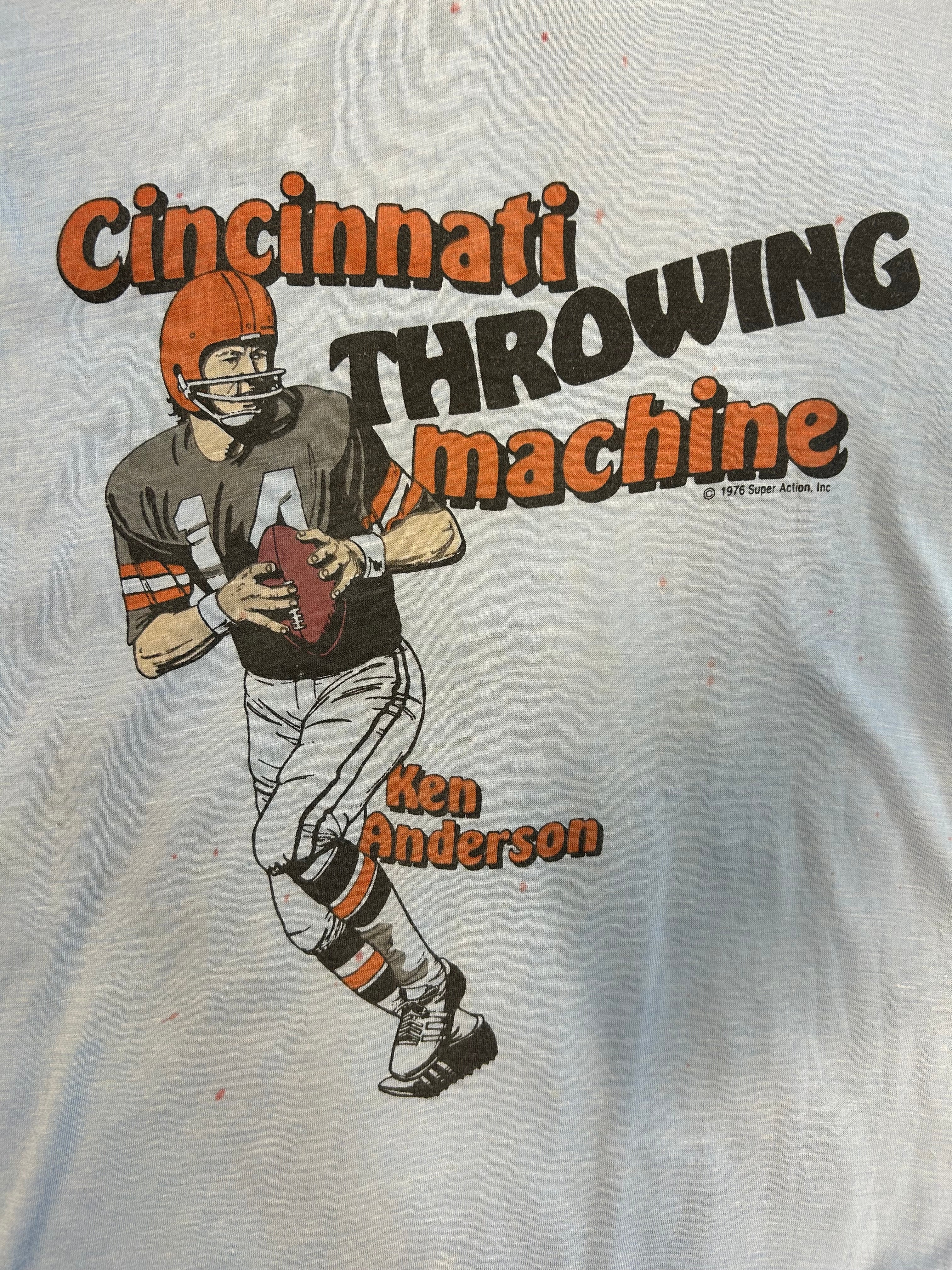 Vintage 1976 Cincinnati Throwing Machine Ken Anderson Tee