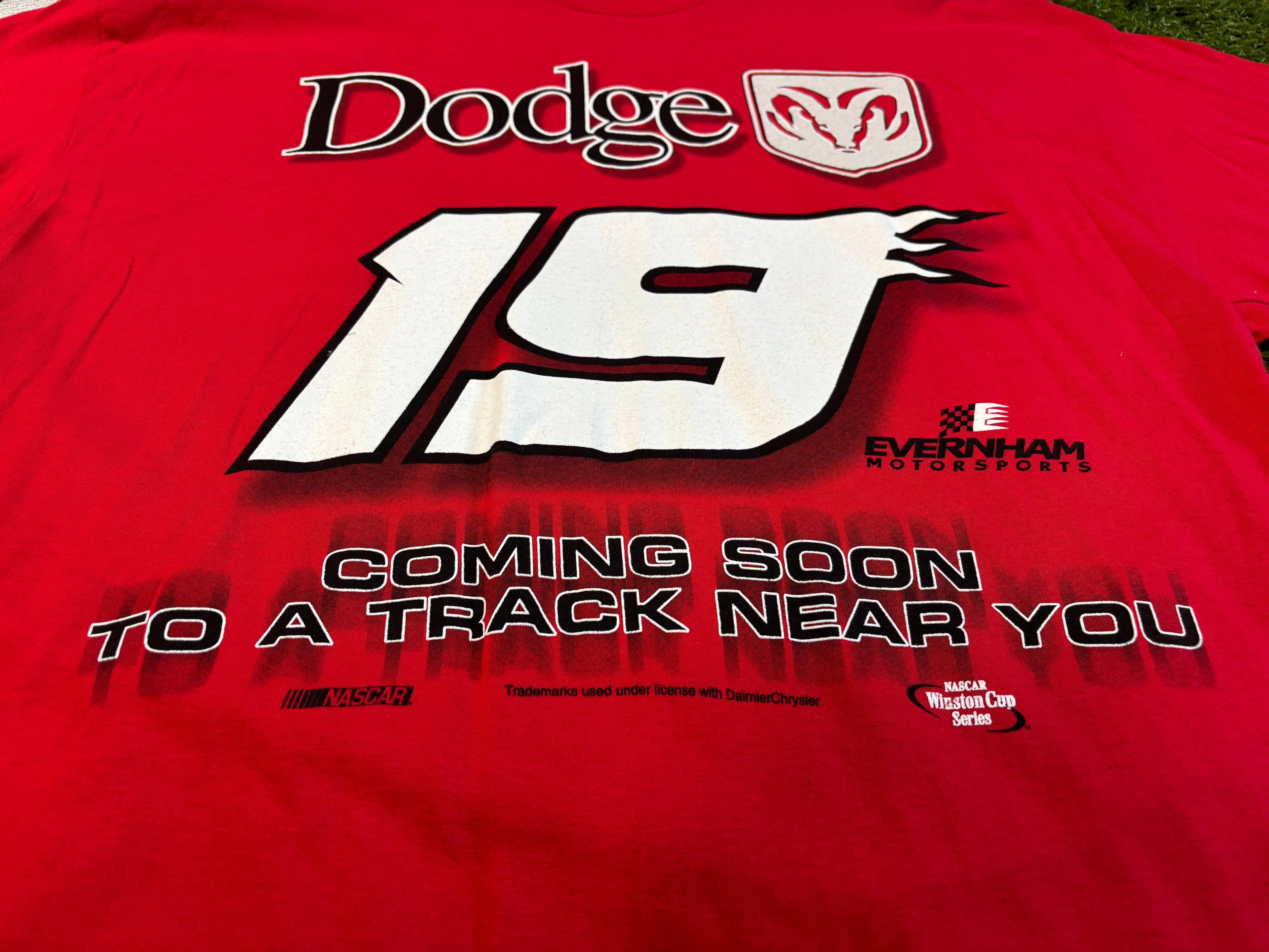 Dodge Ram NASCAR Winston Cup Series #19 Racing T-Shirt Size XL Hanes Heavyweight Tag