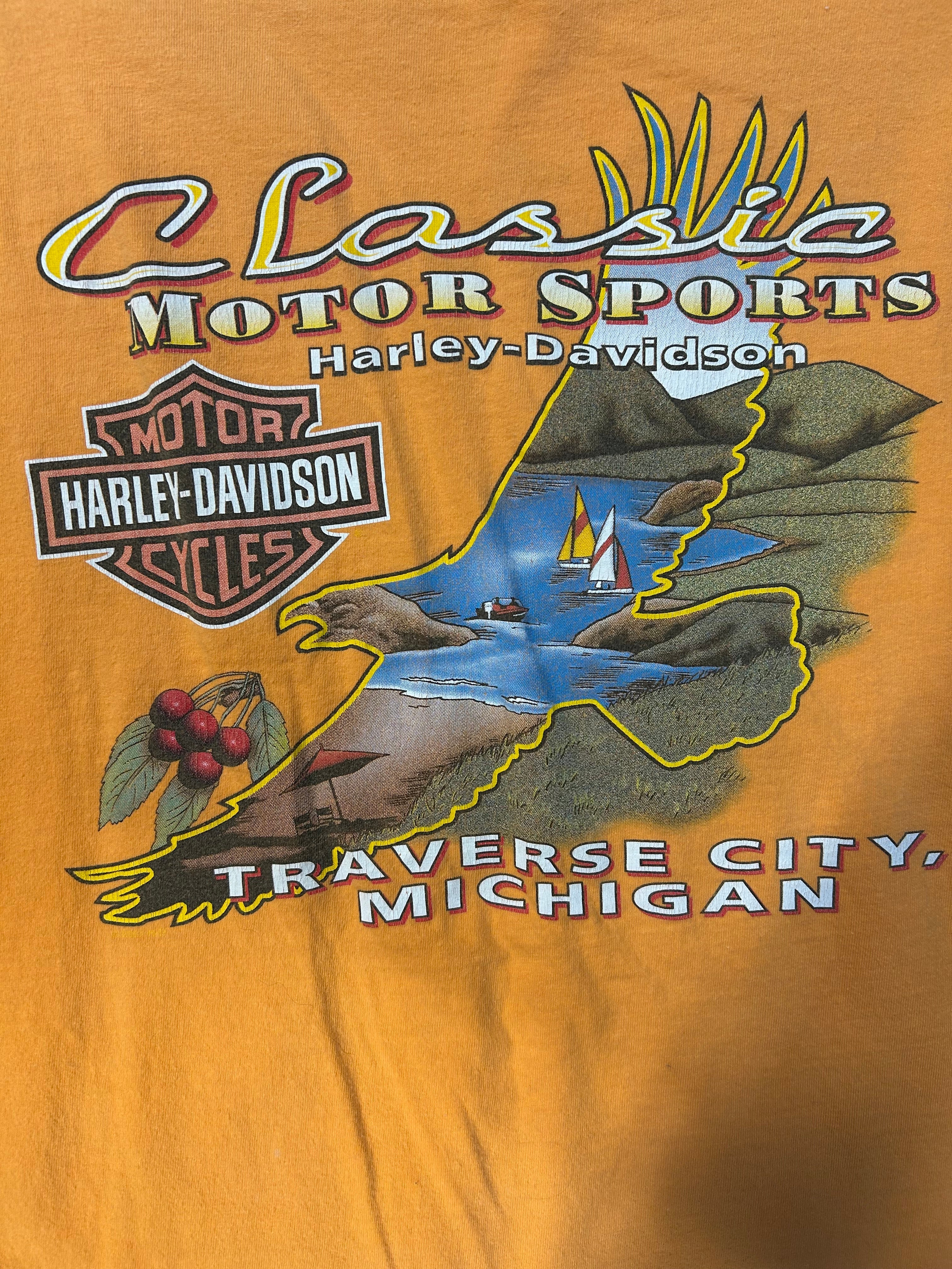 Vintage Harley Davidson Traverse City Michigan Motor Sports Classic Tee