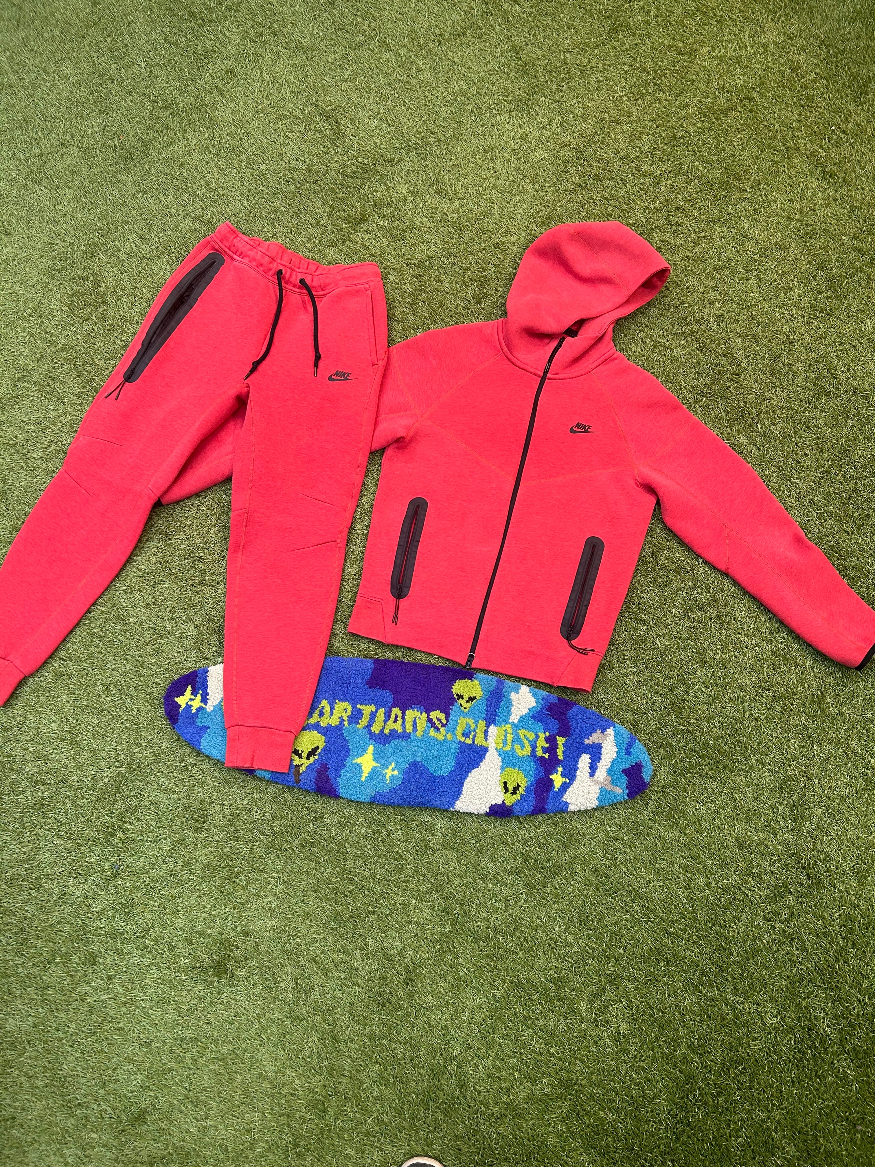 Red Nike Tech Track Suit Top/Bottom