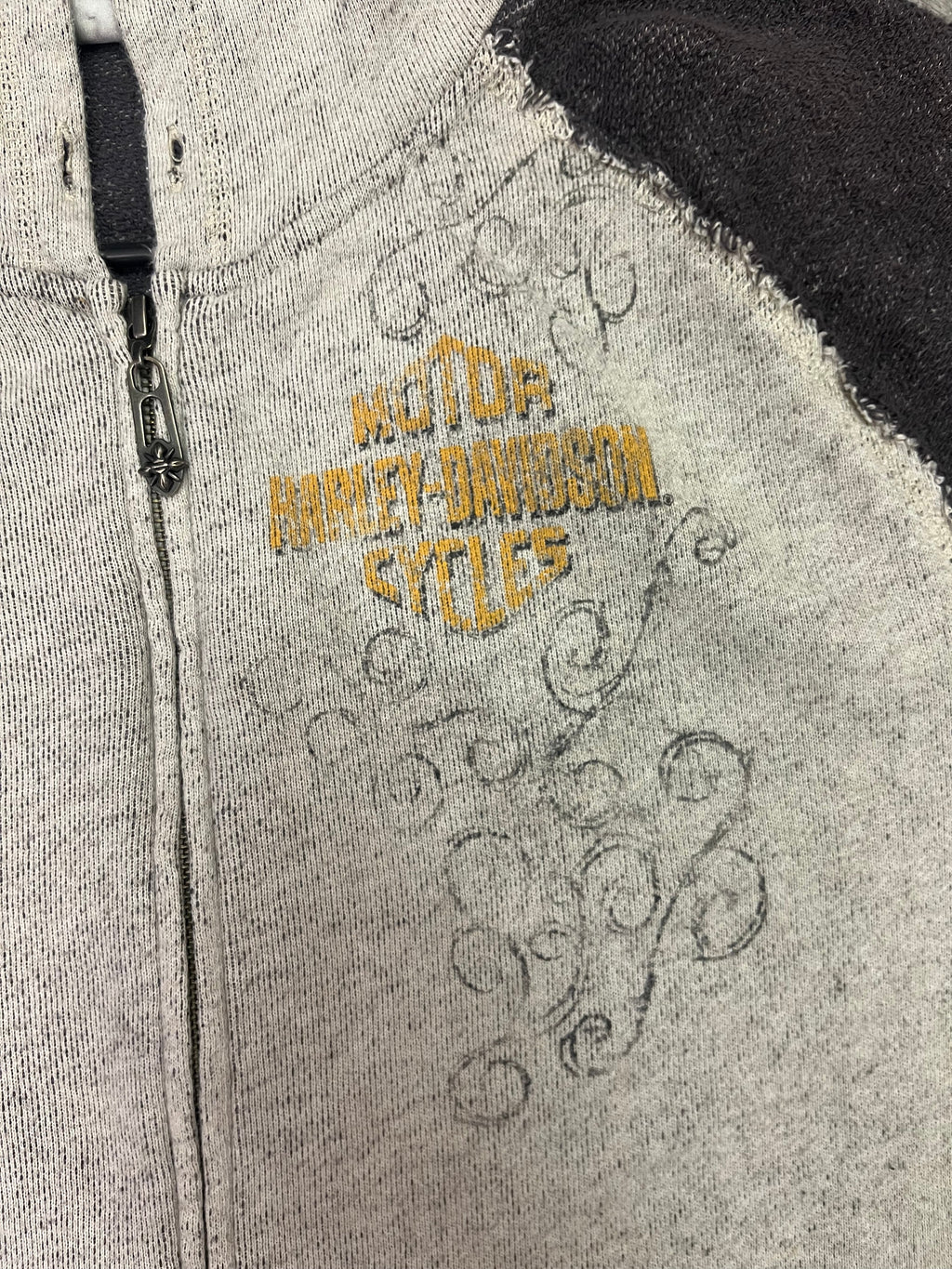 Vintage Women’s Harley Davidson Zip Up Distressed Jacket