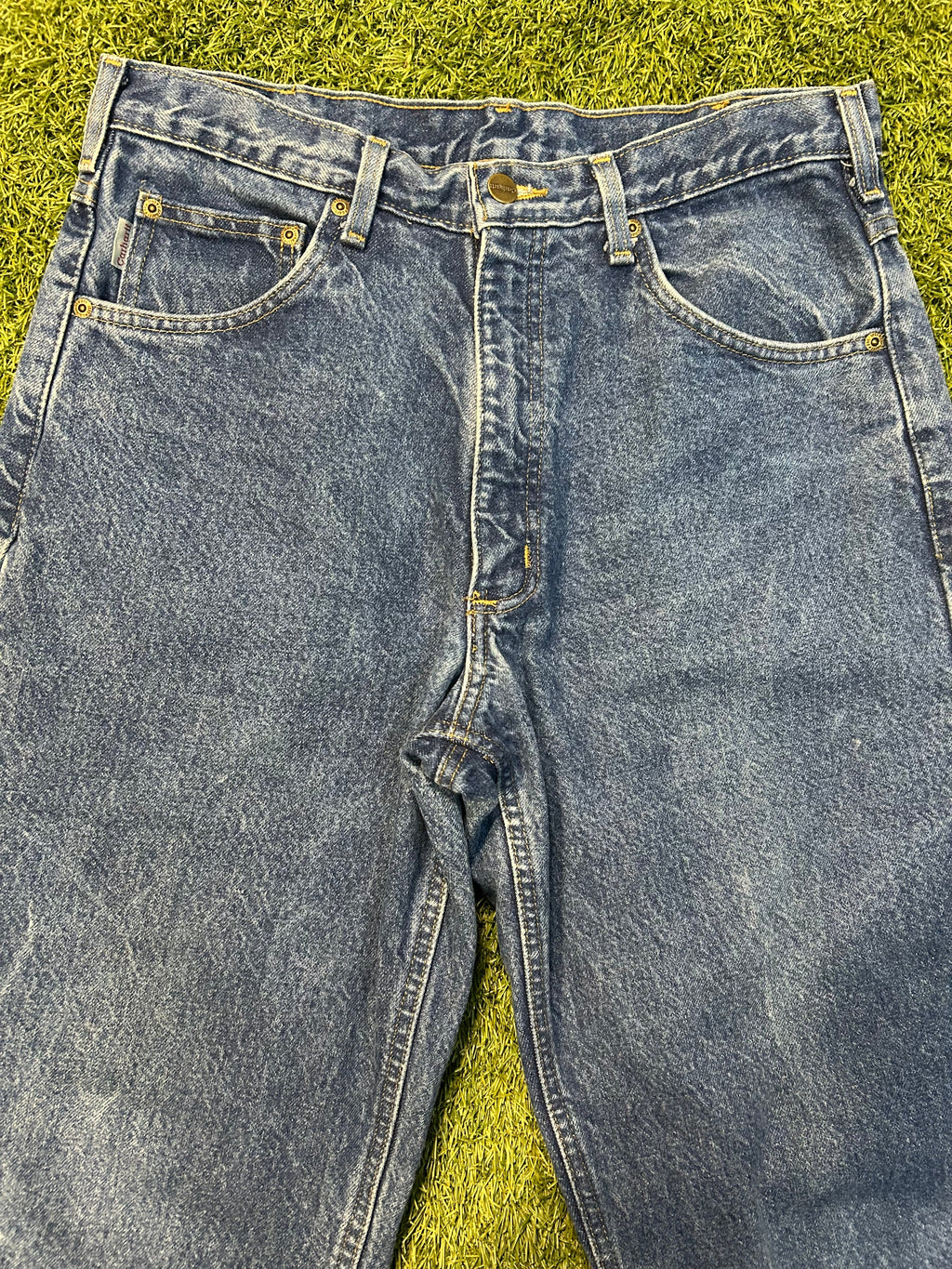 Vintage Carhartt B21 DST Flannel Lined Dark Blue Jeans
