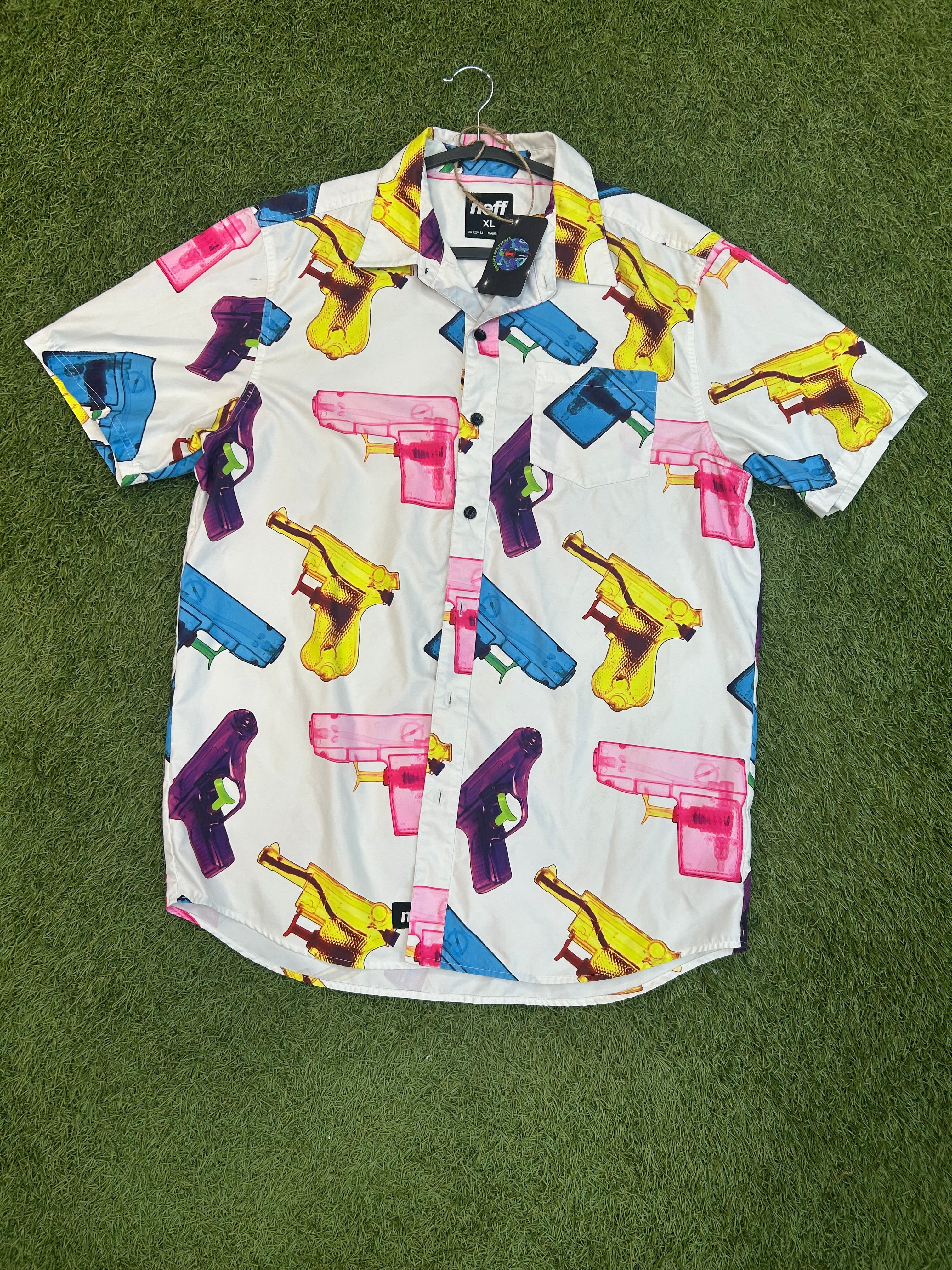 Y2K Neff Squirt Gun Button Down Shirt